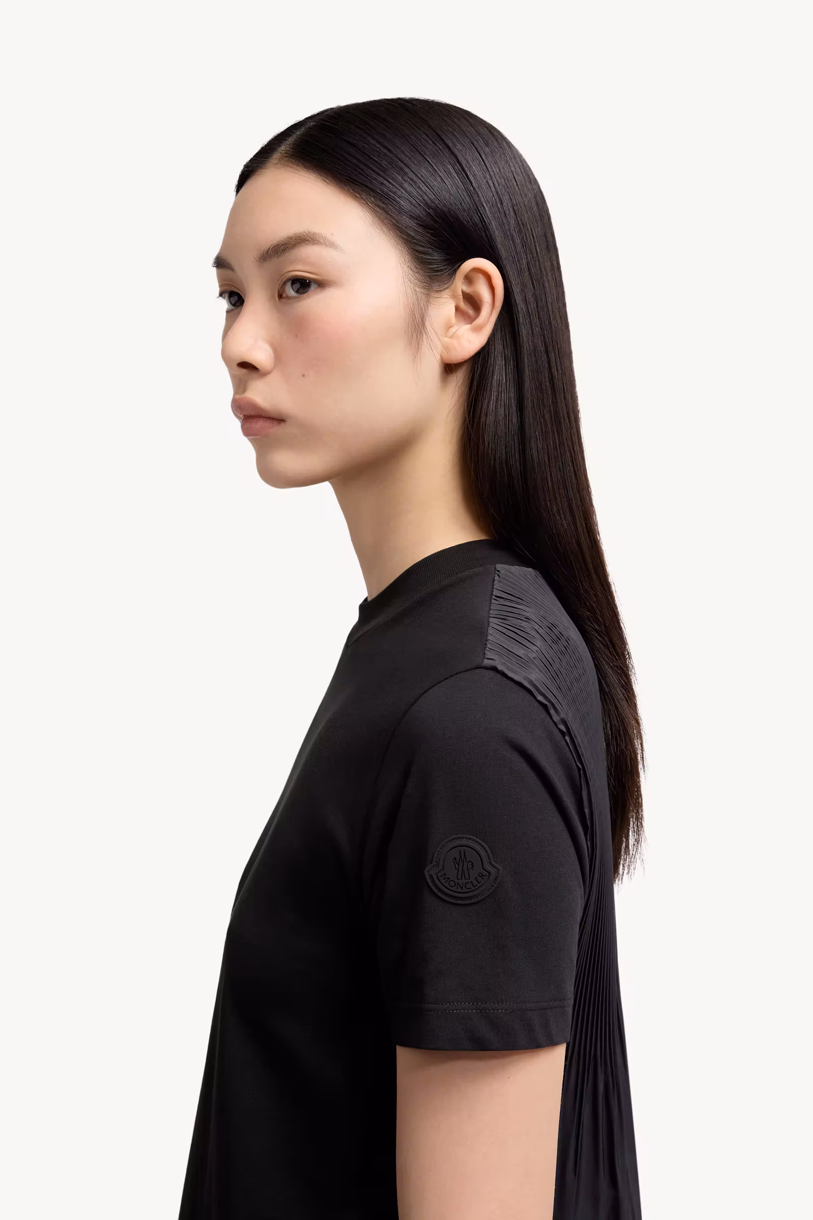 Pleated Back Cotton T-Shirt
