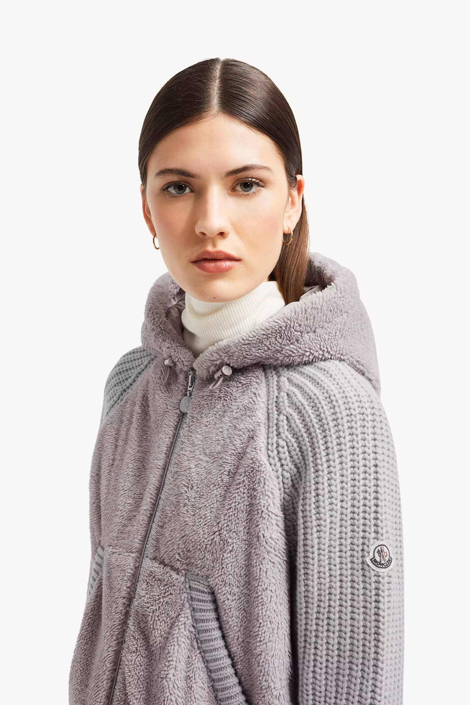 Padded Wool & Teddy Zip-up Hoodie