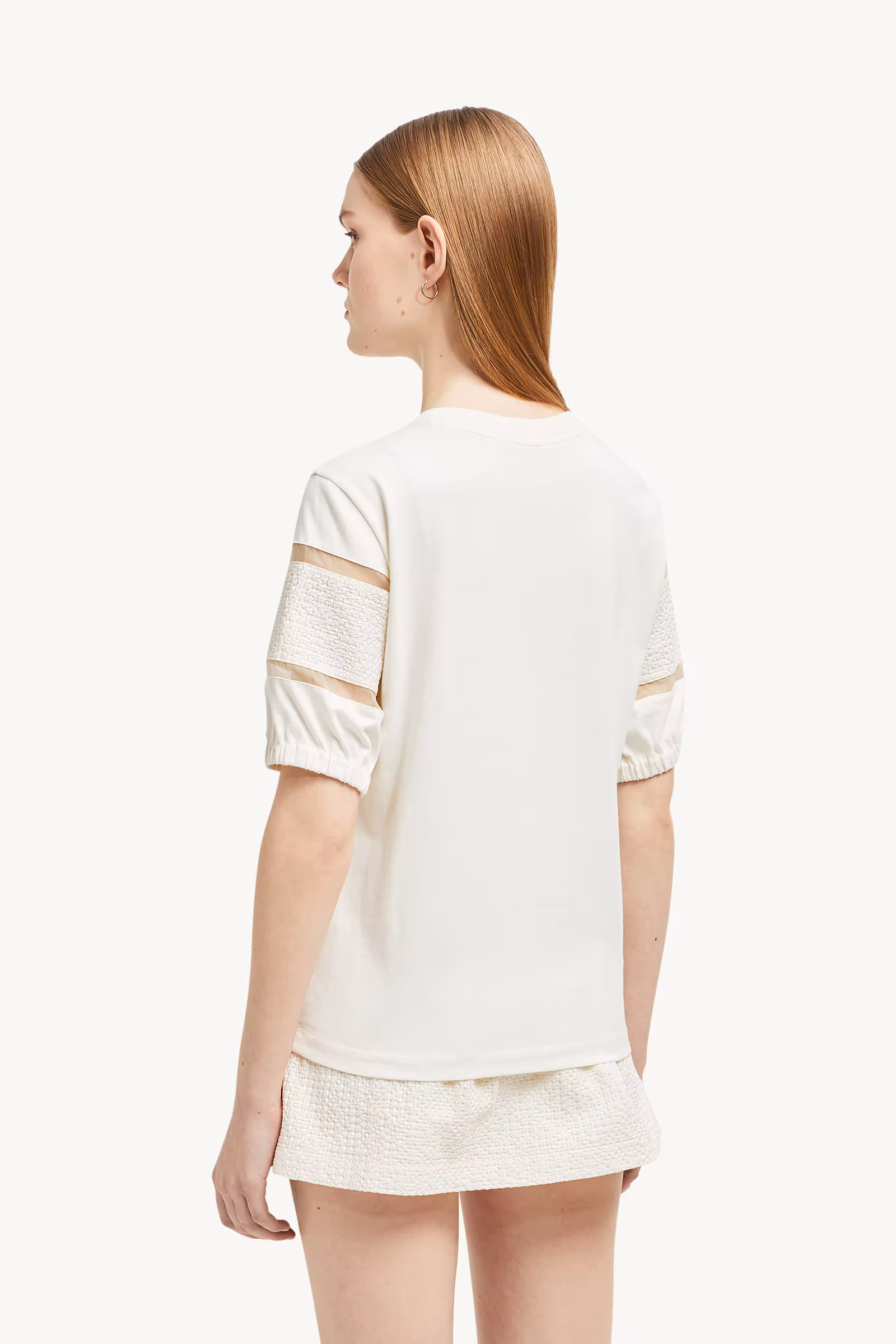 Silk Trim Cotton T-Shirt