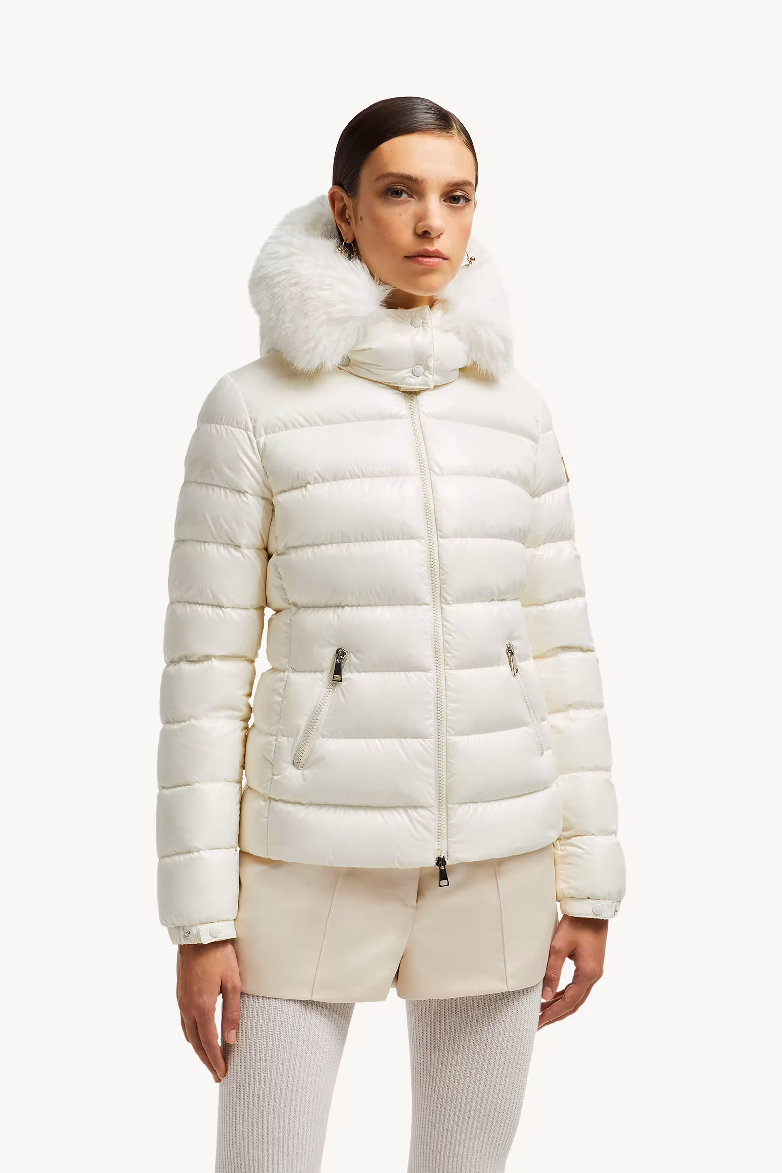 Badyf Faux Fur-Trimmed Hooded Short Down Jacket