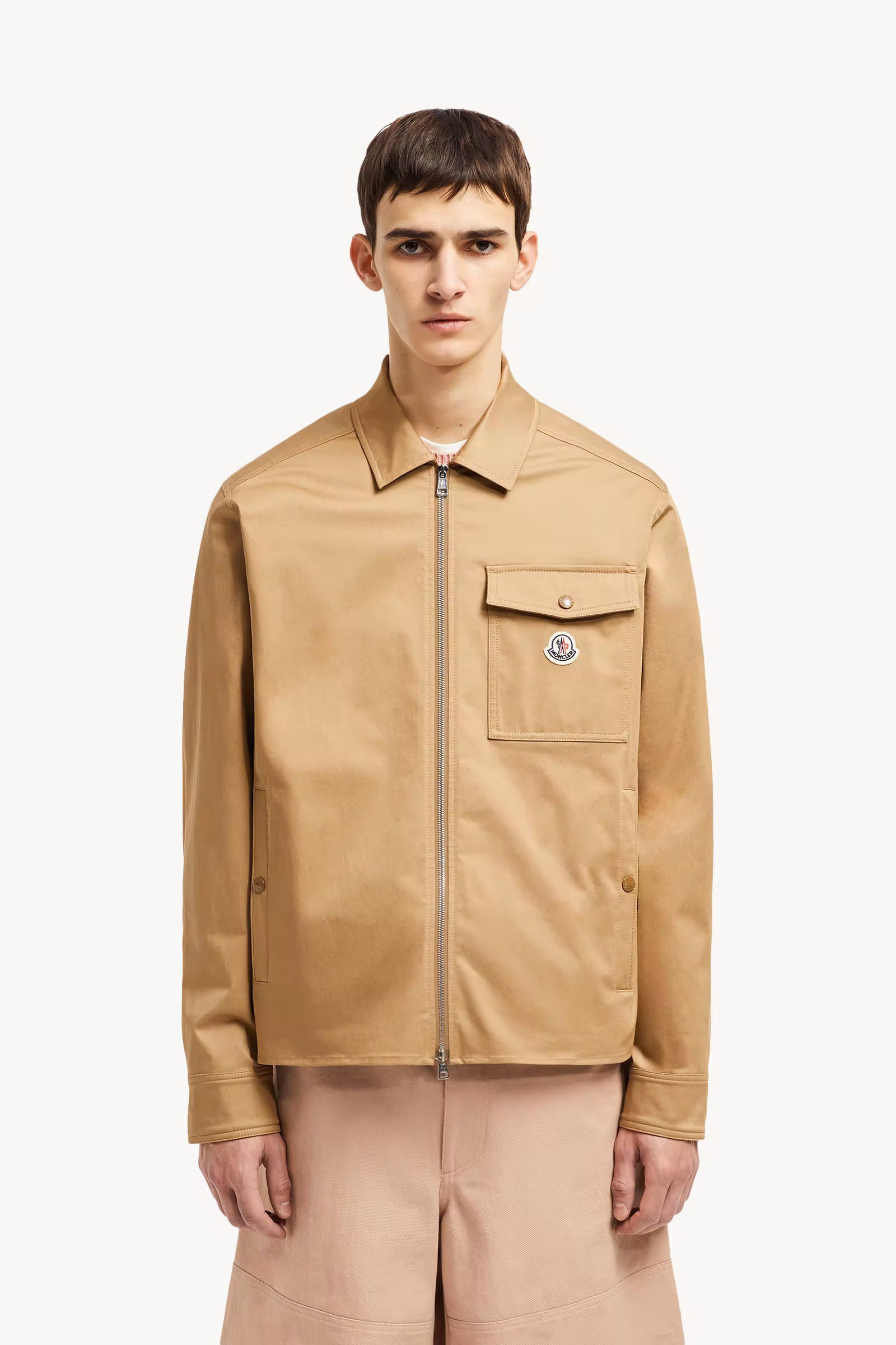 Cotton Gabardine Zip-Up Shirt Jacket
