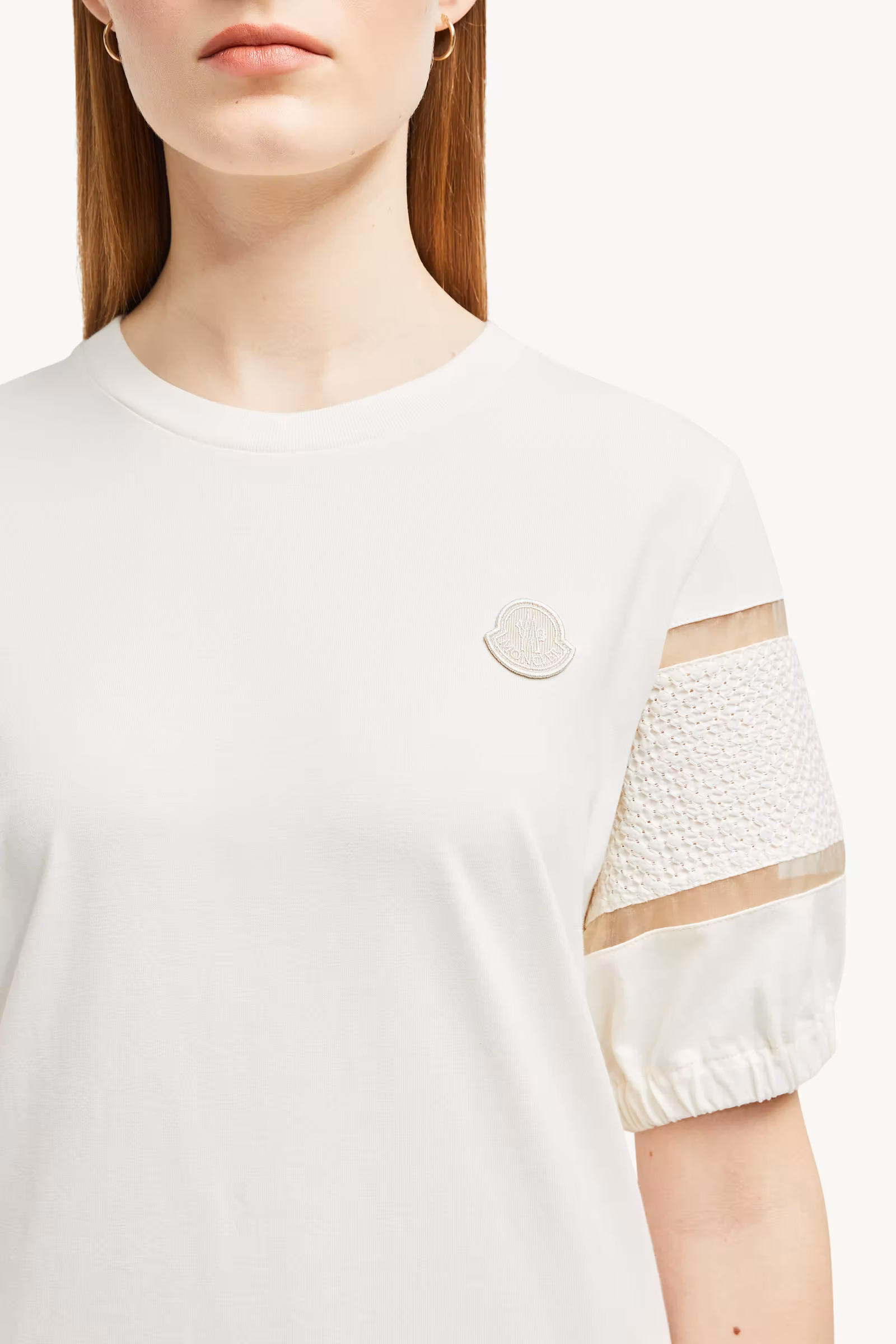 Silk Trim Cotton T-Shirt