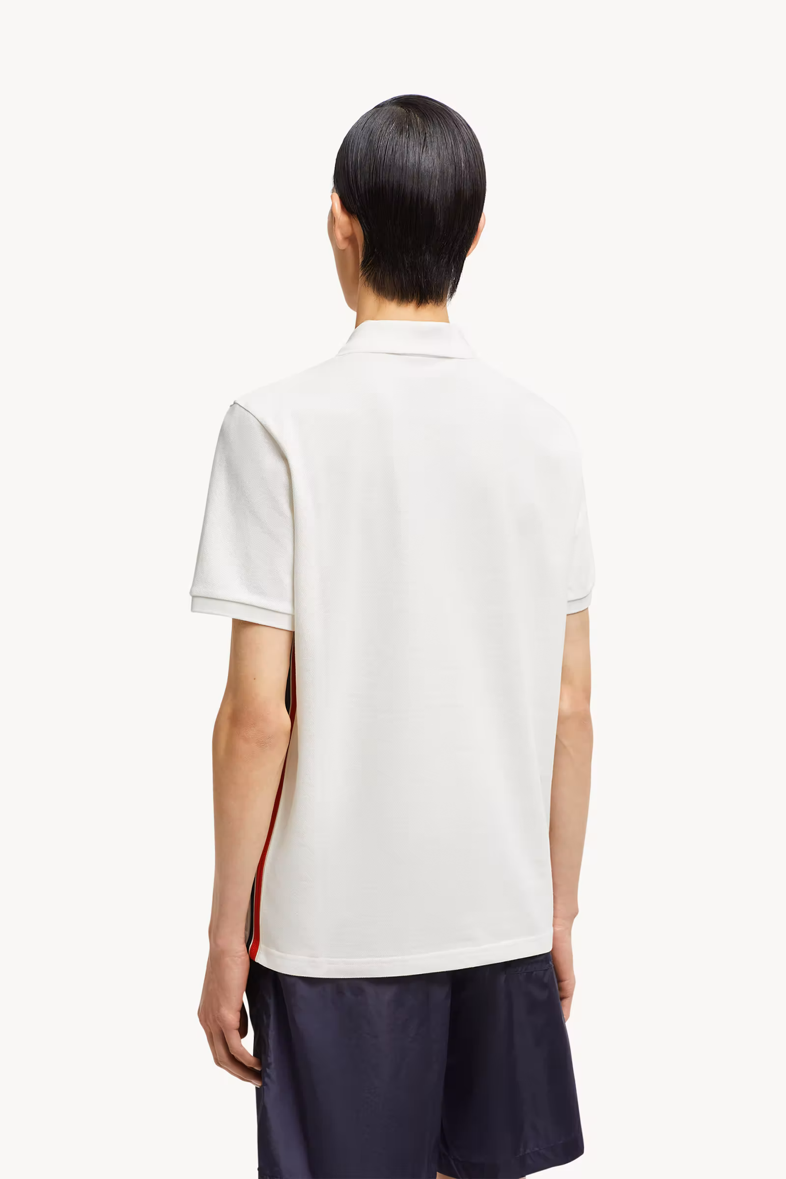 Striped Accent Cotton Piquet Polo Shirt