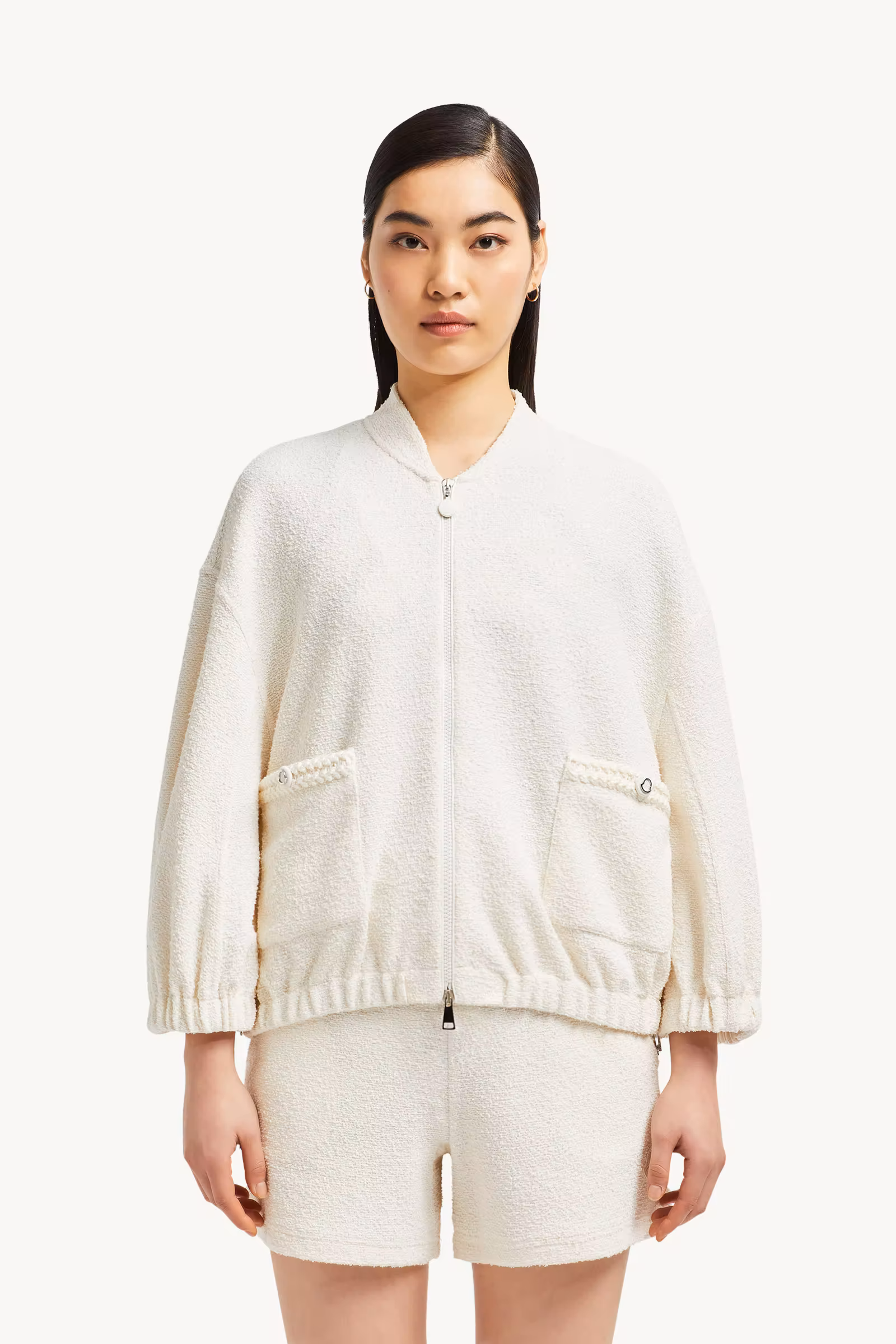 2-in-1 Bouclé Zip-Up Cardigan