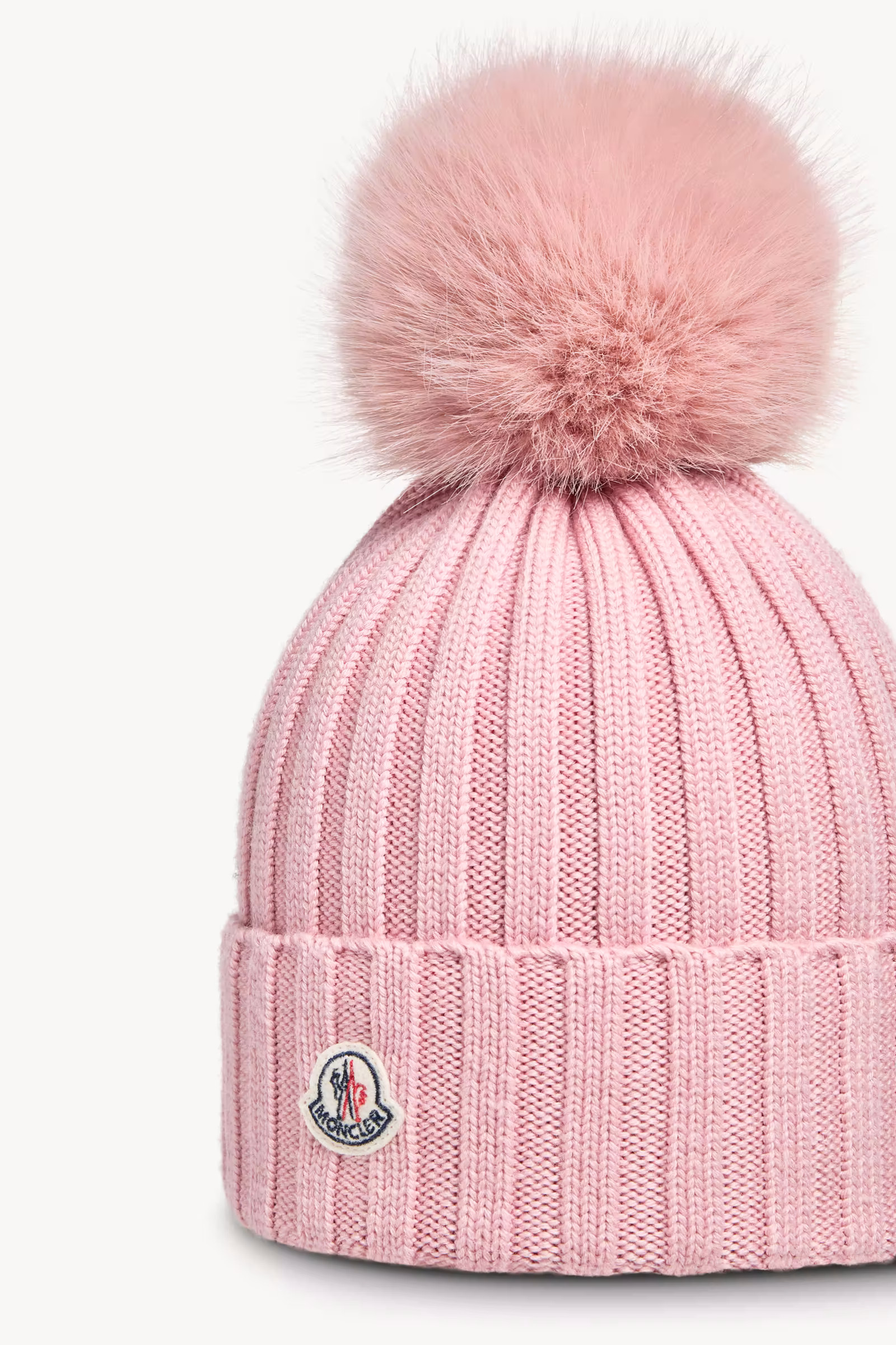 Wool Beanie with Faux Fur Pom Pom