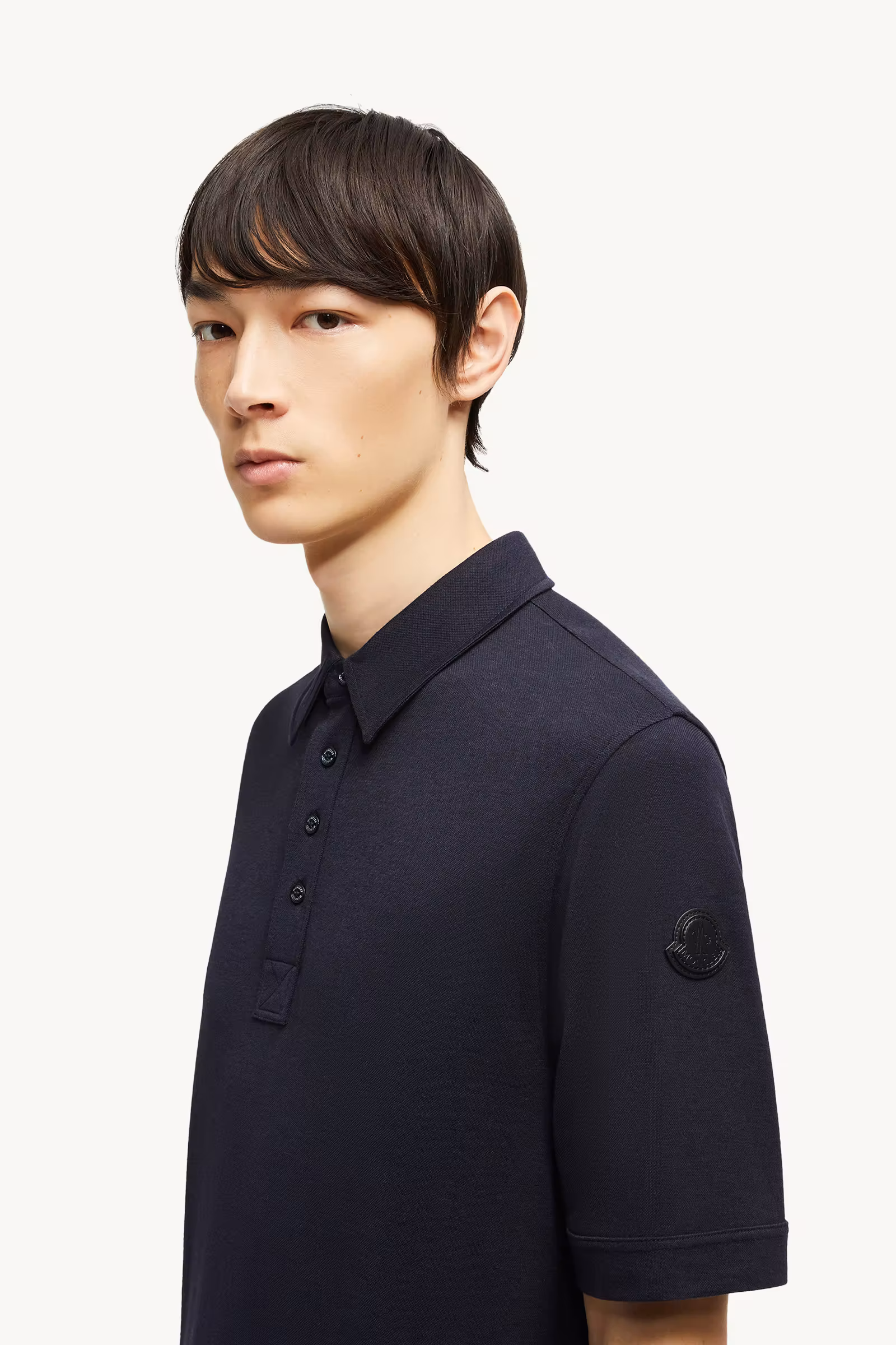 Double Leather Logo Cotton Polo Shirt