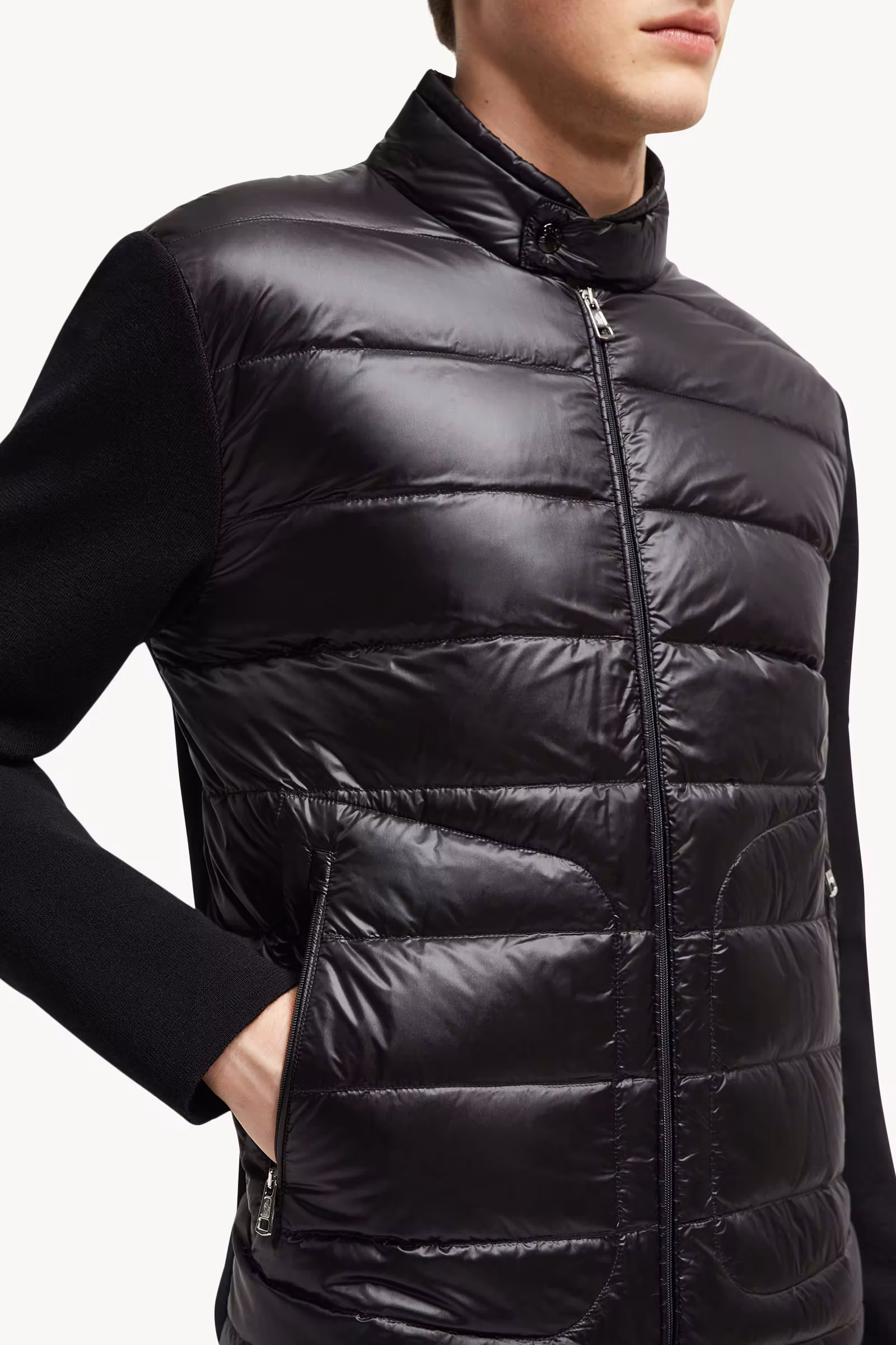 Padded Wool Zip-Up Cardigan