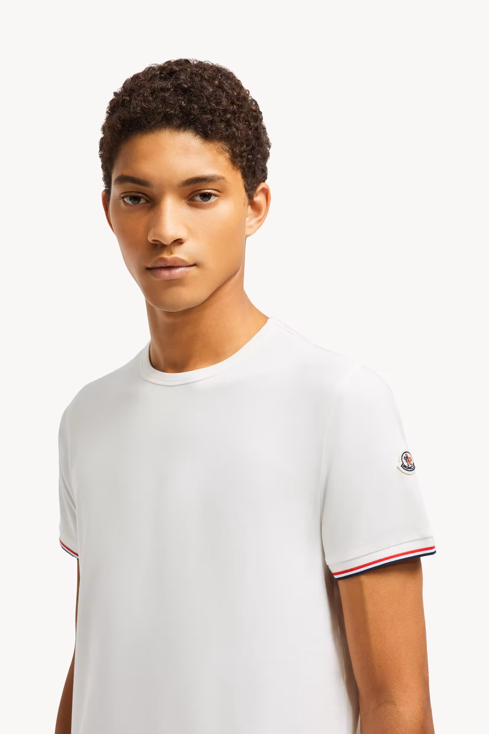 Tricolor-Trimmed Cotton T-Shirt