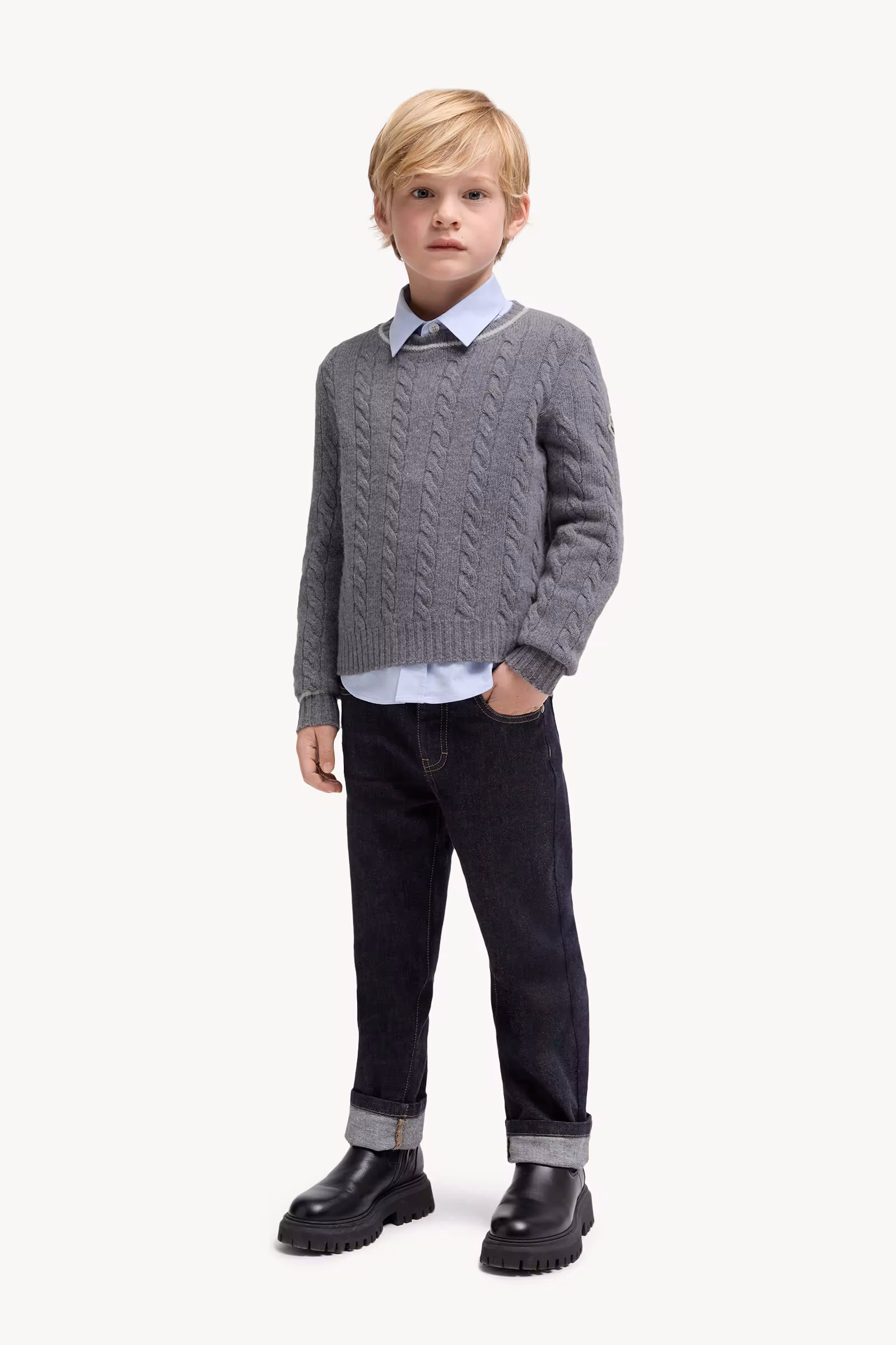 Stripe-Trimmed Wool Sweater