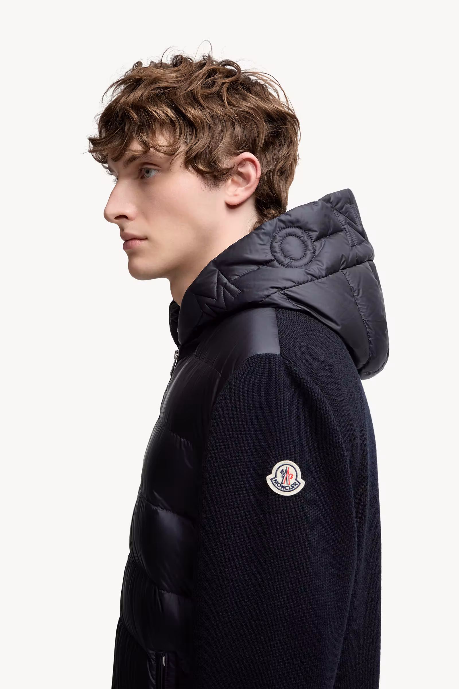 Padded Wool Zip-Up Hoodie