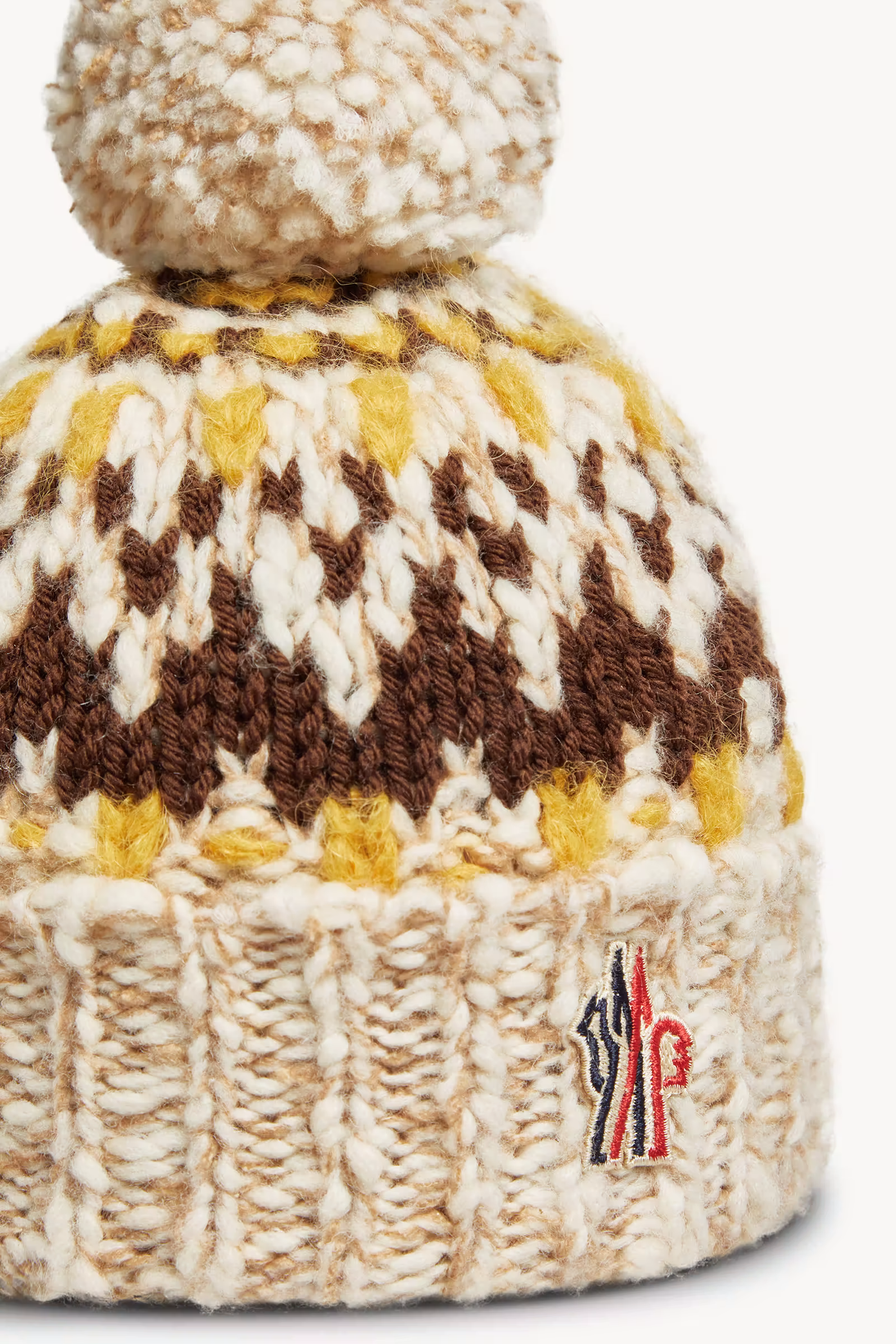 Wool Blend Jacquard Beanie with Pom Pom