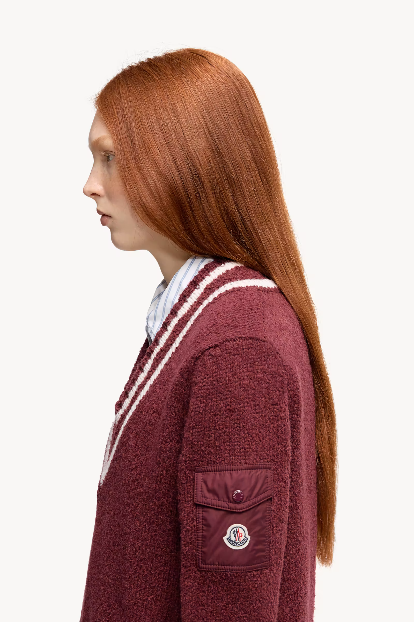 Padded V-Neck Cotton & Wool Blend Sweater