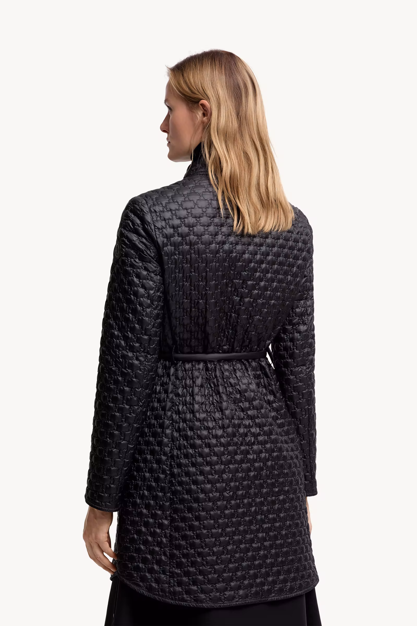 Raissac Geometric-Quilted Long Down Jacket