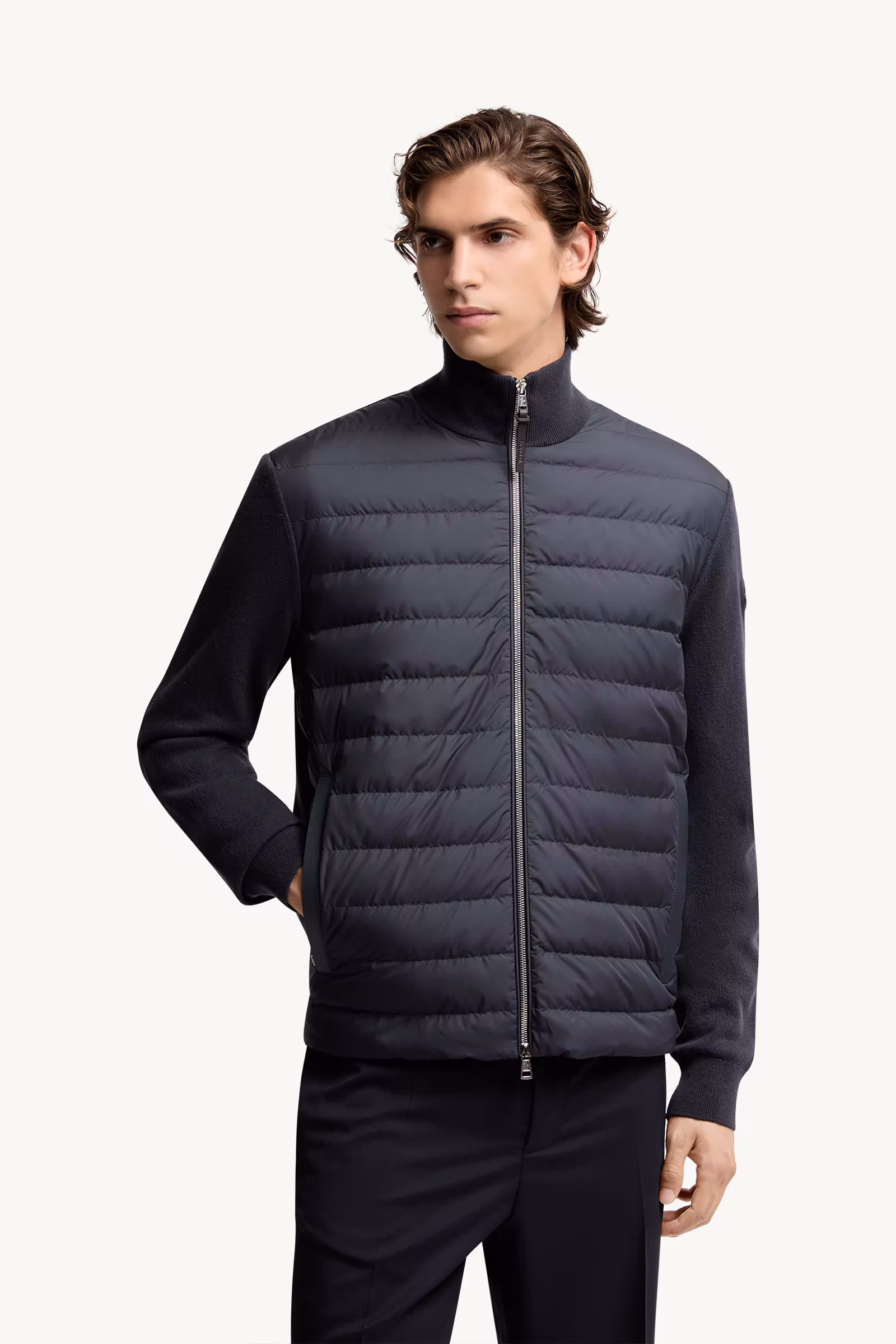 Padded Wool & Cashmere Zip-Up Cardigan