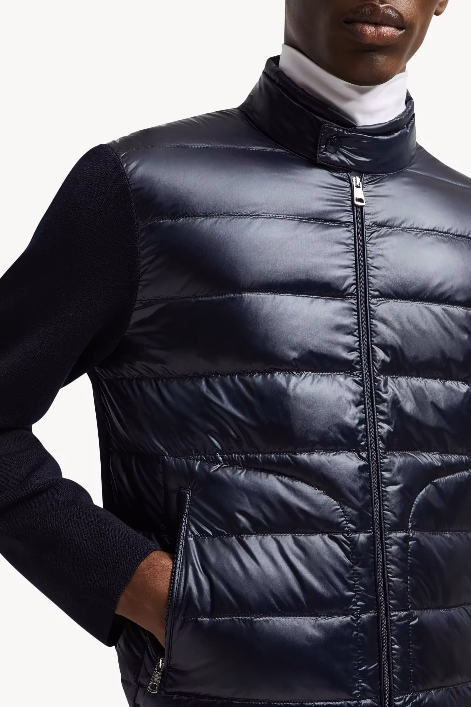 Padded Wool Zip-Up Cardigan