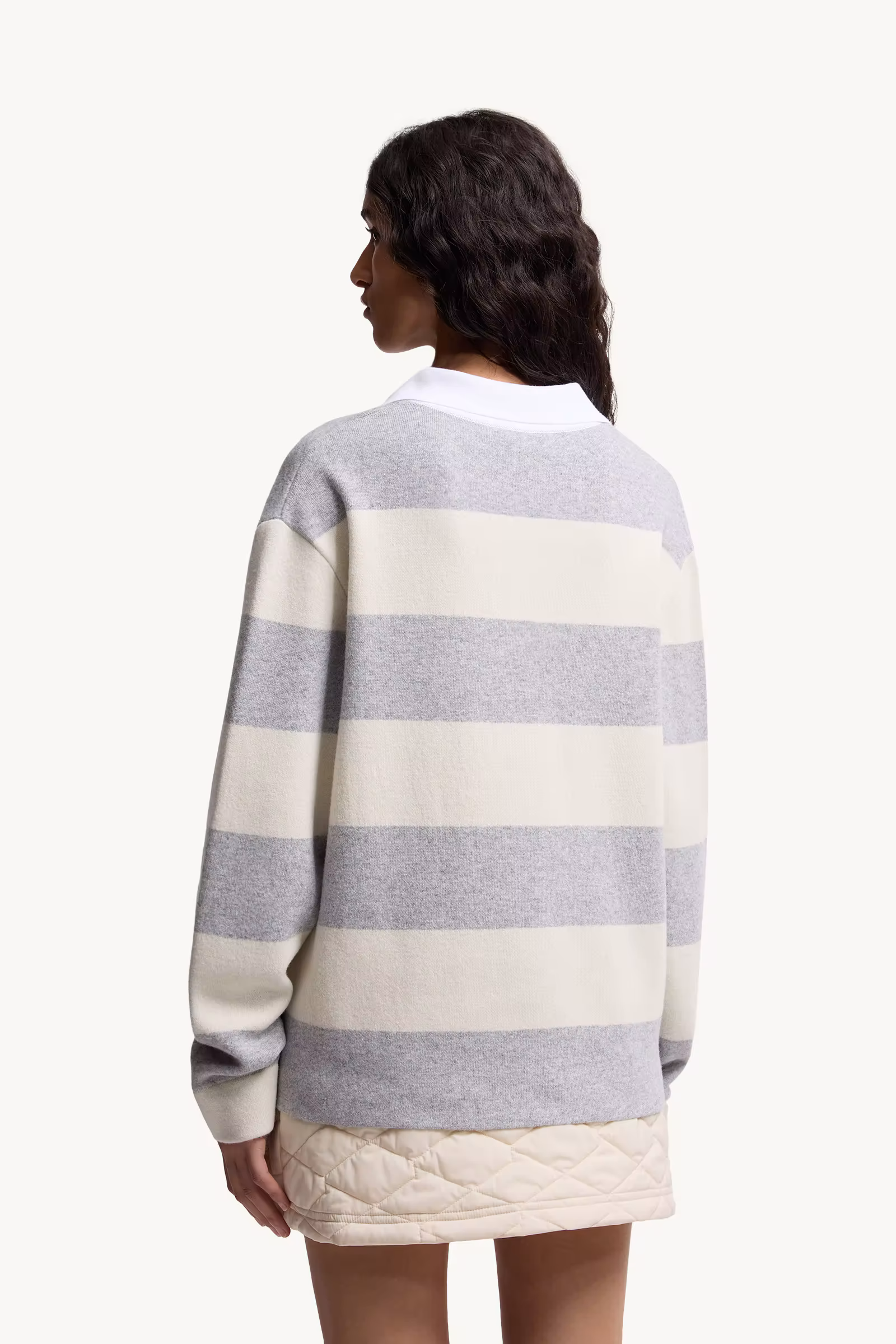 Striped Long Sleeve Wool Polo Shirt