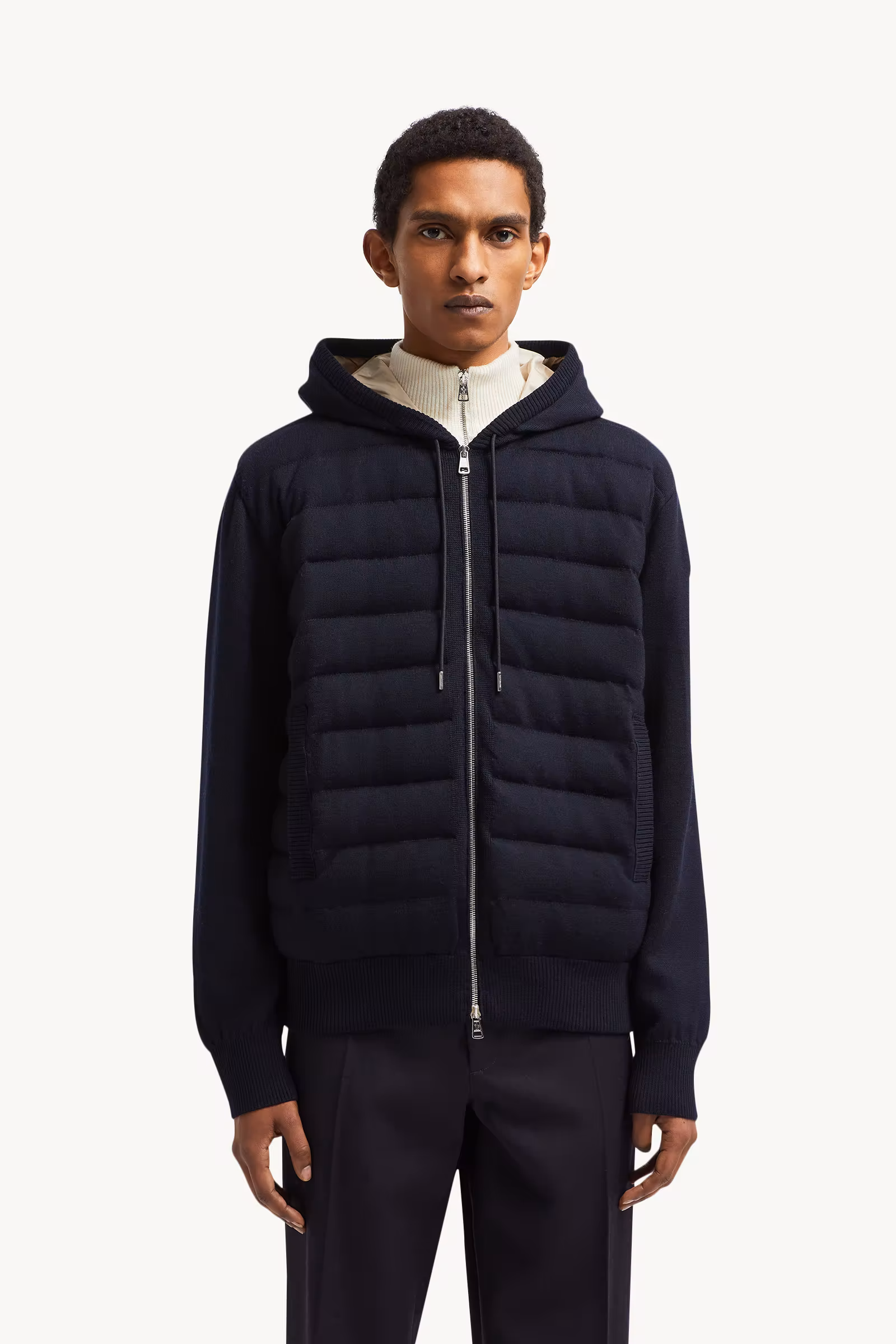 Padded Wool Zip-up hoodie