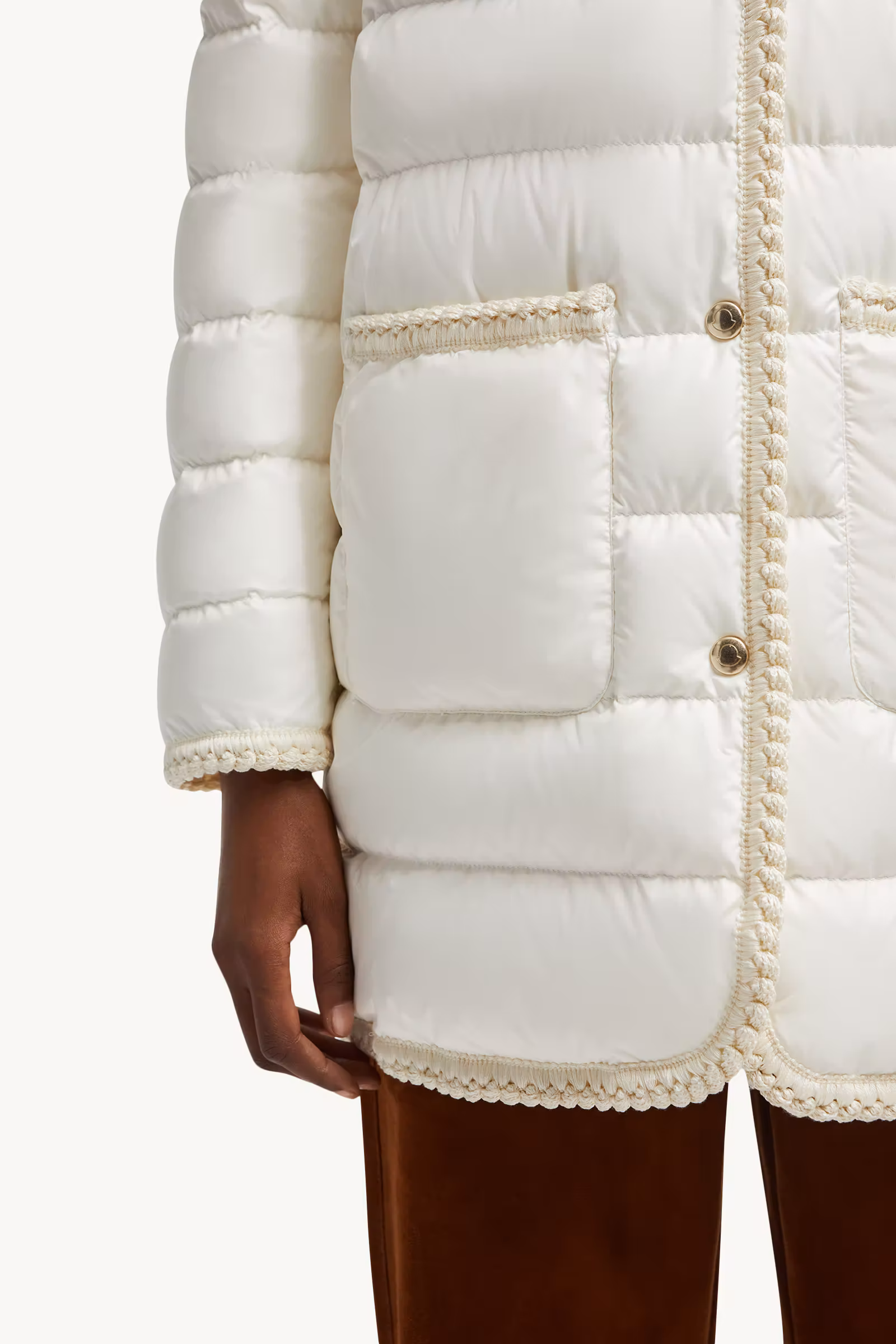Gencaylong Braided Trim Mid-Length Down Jacket