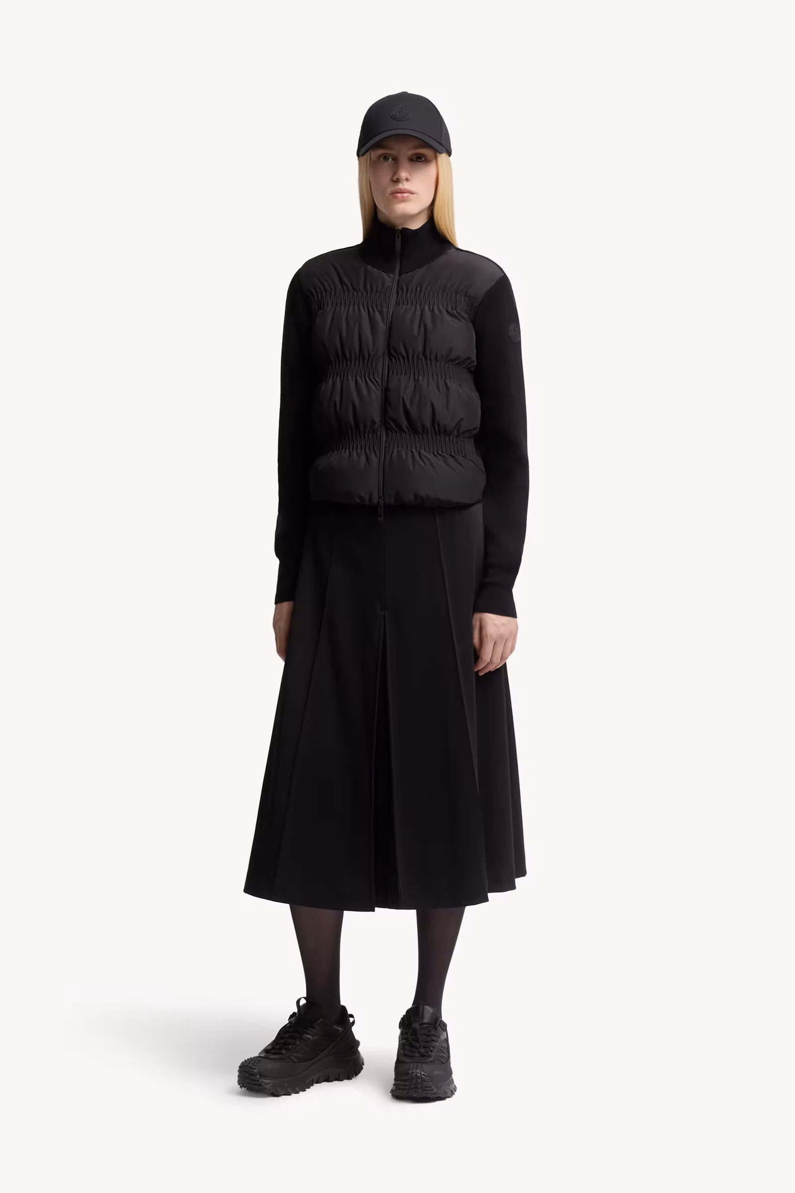 Padded Wool Zip-Up Cardigan