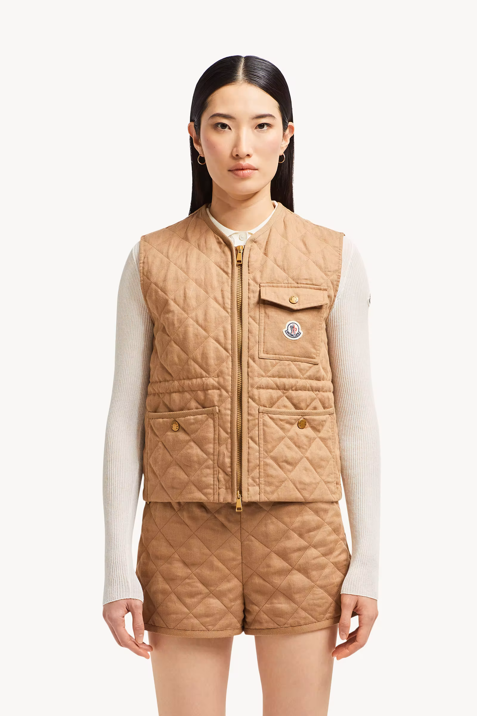 Vigny Diamond-Quilted Padded Linen Vest