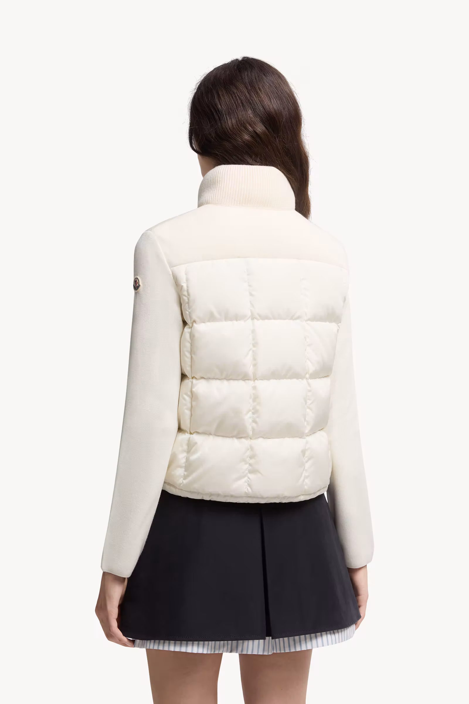 Square-Quilted Padded Wool Zip-Up Cardigan