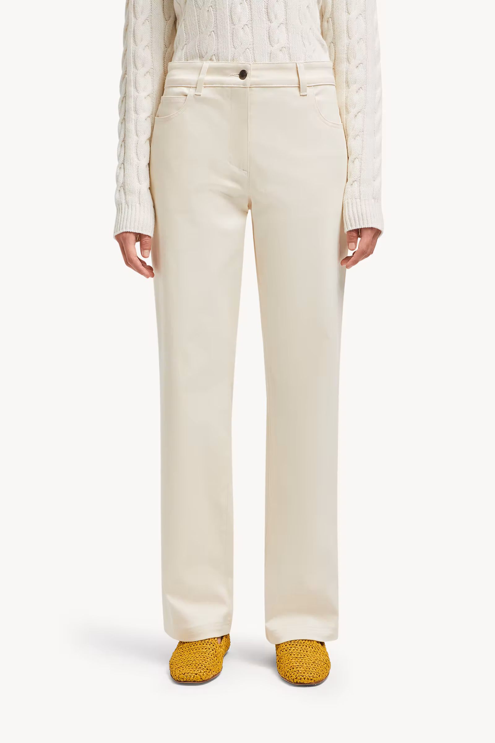 Cotton Gabardine Straight Leg Pants