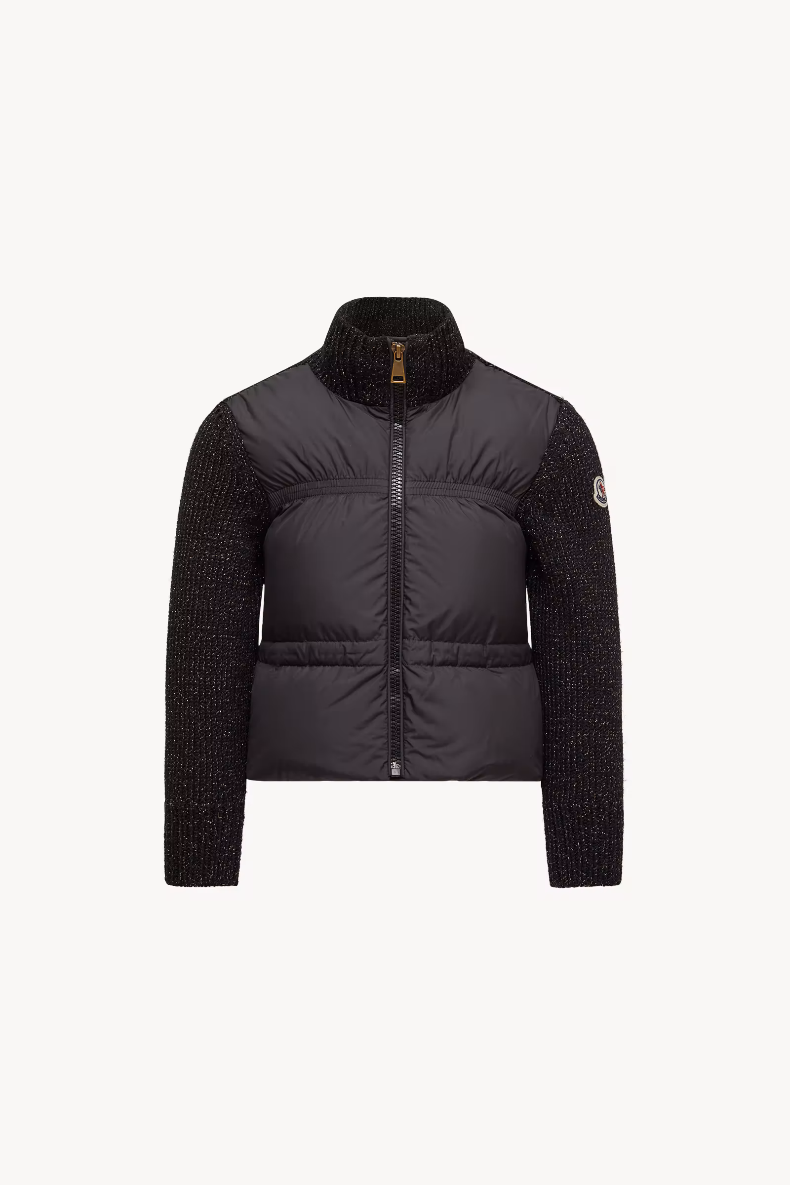 Padded Metallic Wool Zip-Up Cardigan