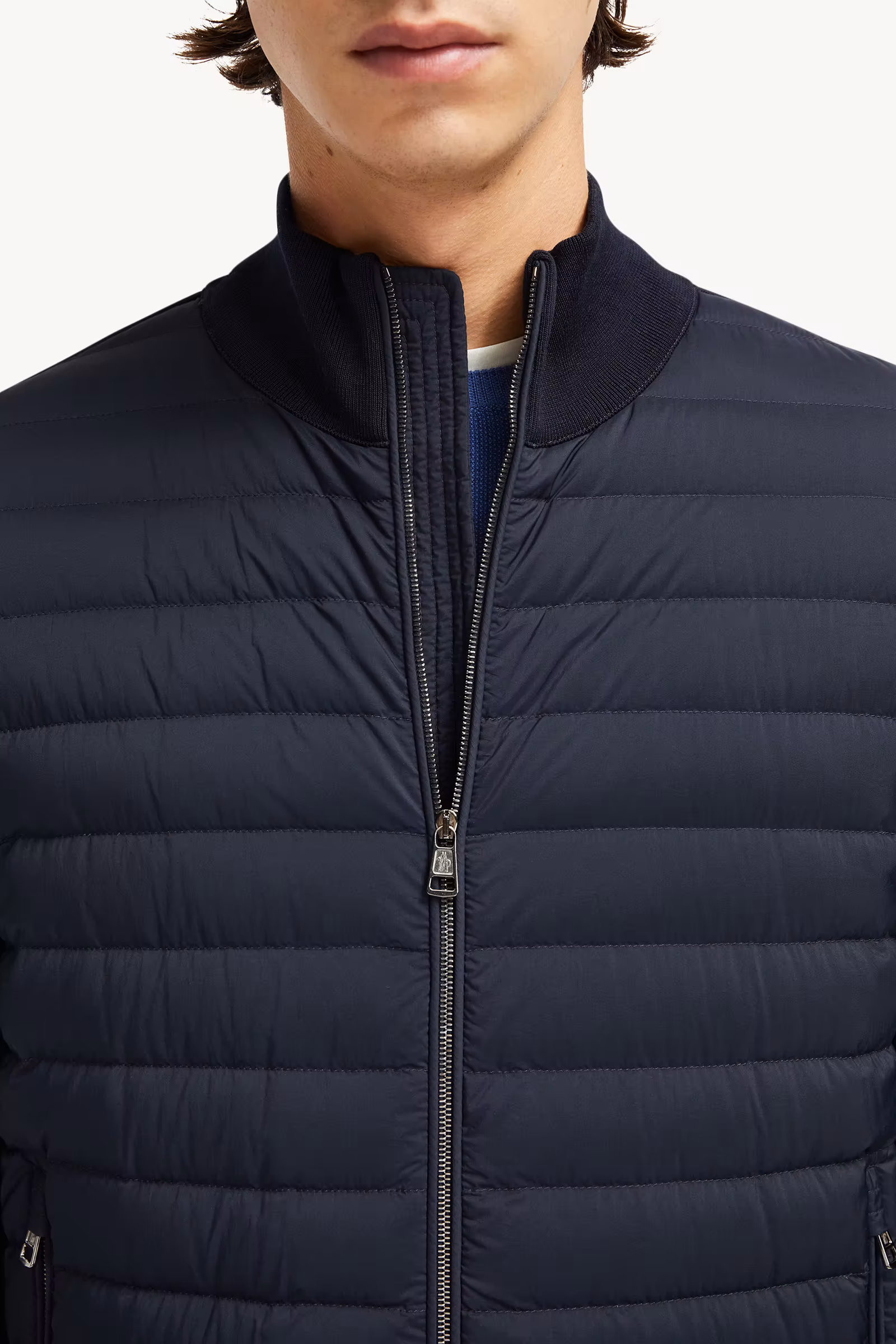 Padded Crêpe Cotton Zip-Up Cardigan