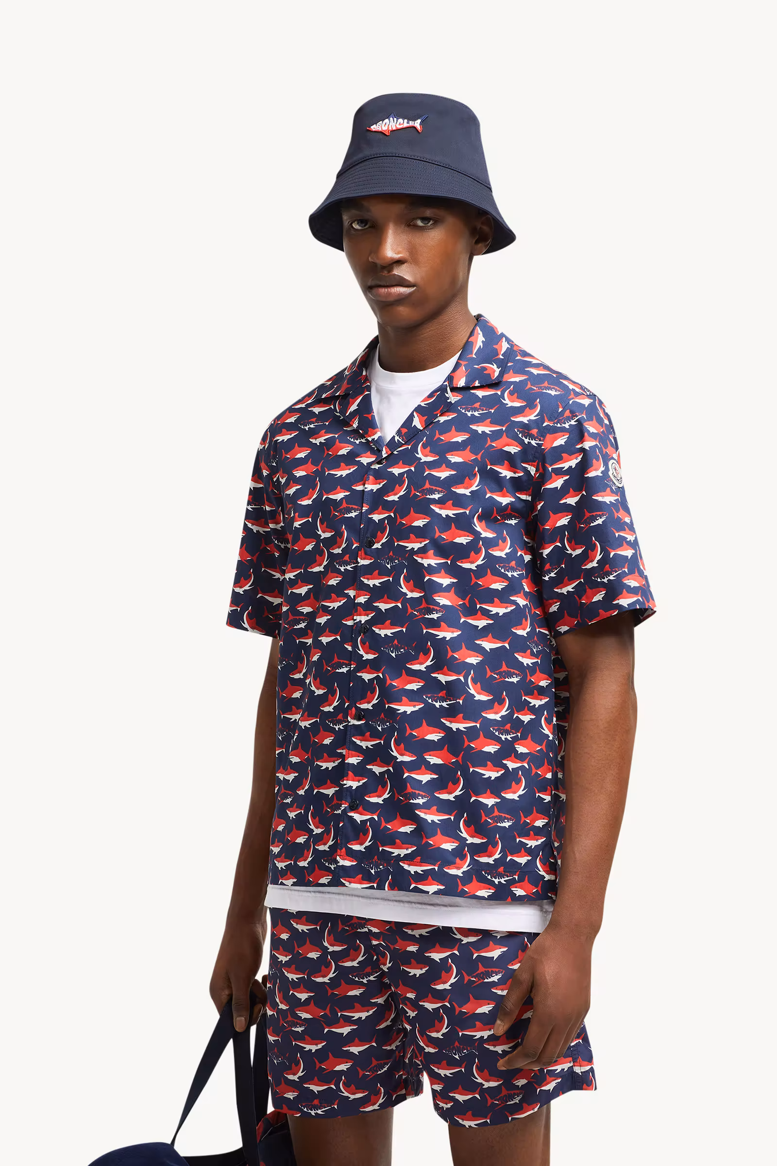 Shark Print Cotton Short Sleeve Shirt