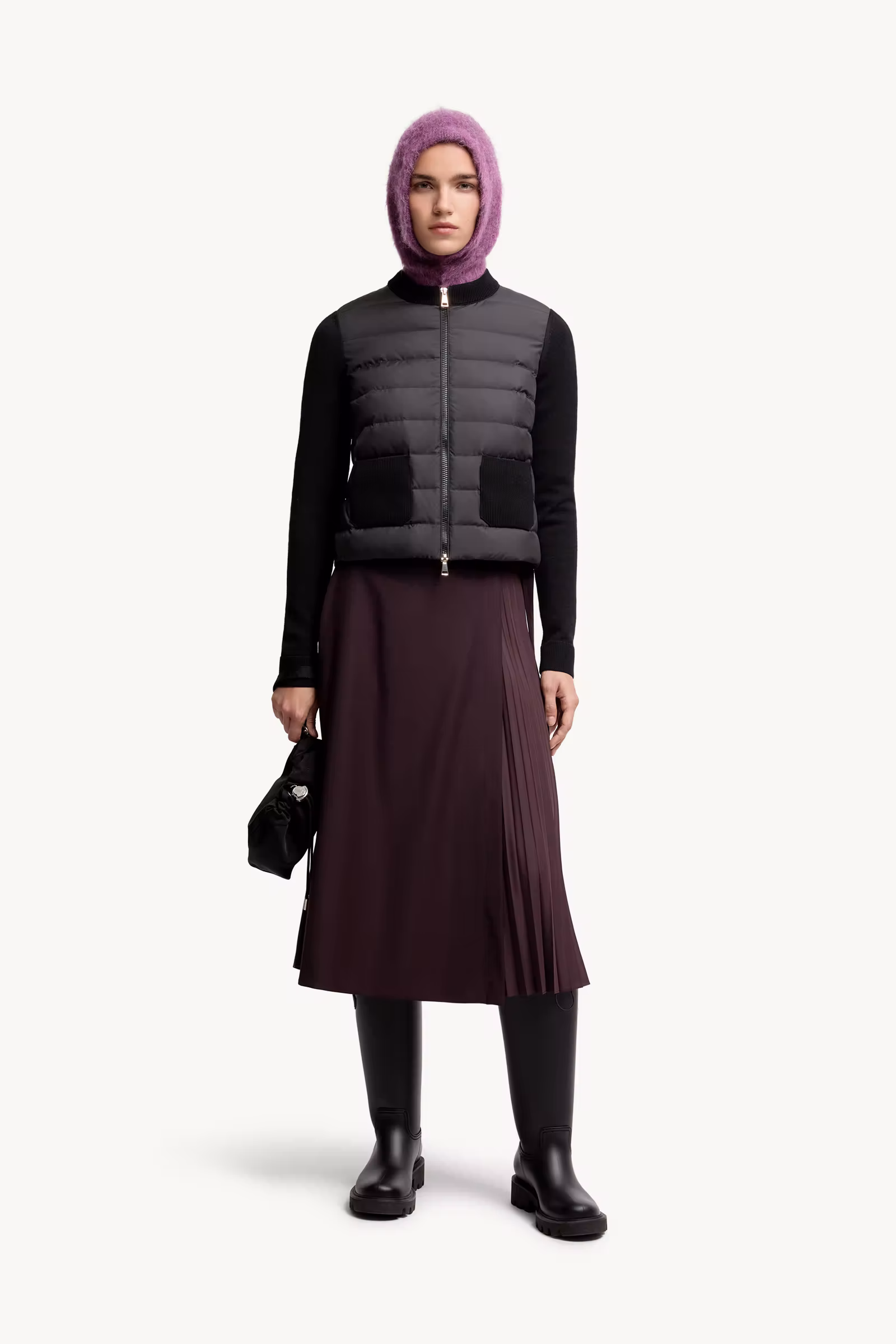 Padded Wool Zip-Up Cardigan