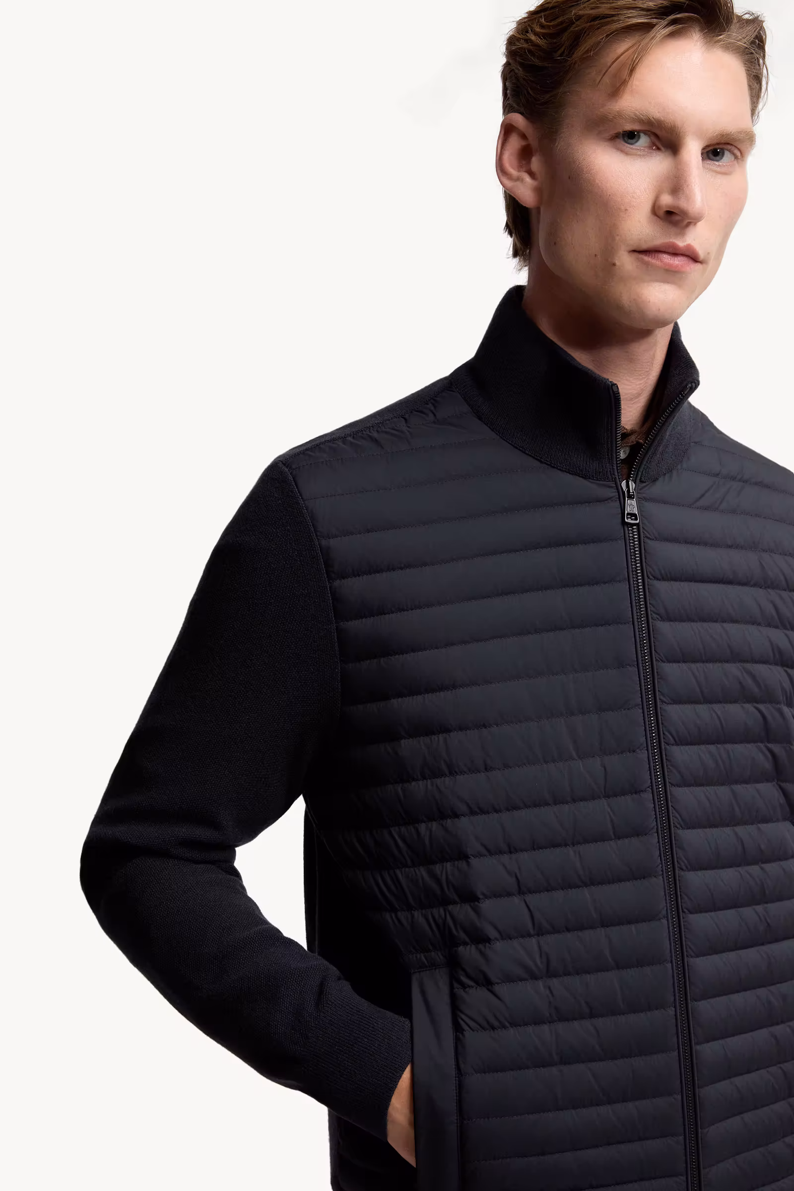 Padded Wool & Cashmere Zip-Up Cardigan