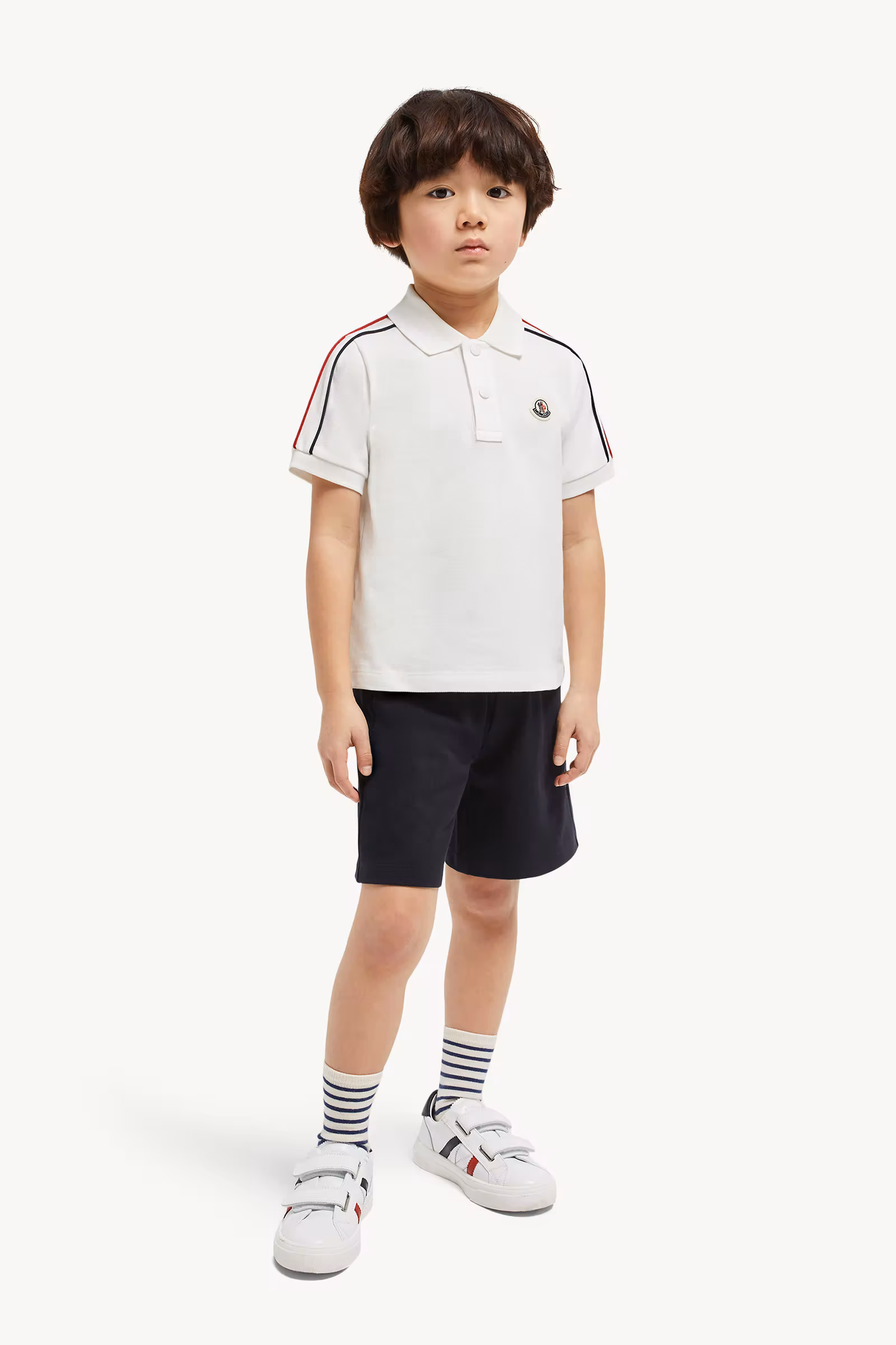 Tricolor-Trimmed Cotton Piquet Set