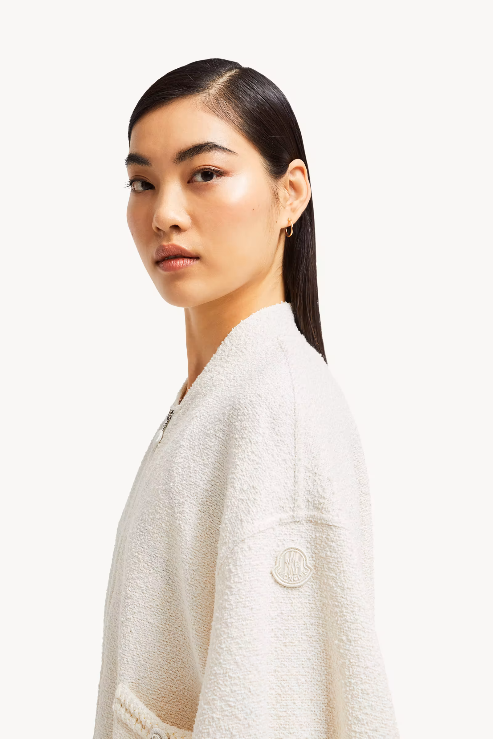 2-in-1 Bouclé Zip-Up Cardigan