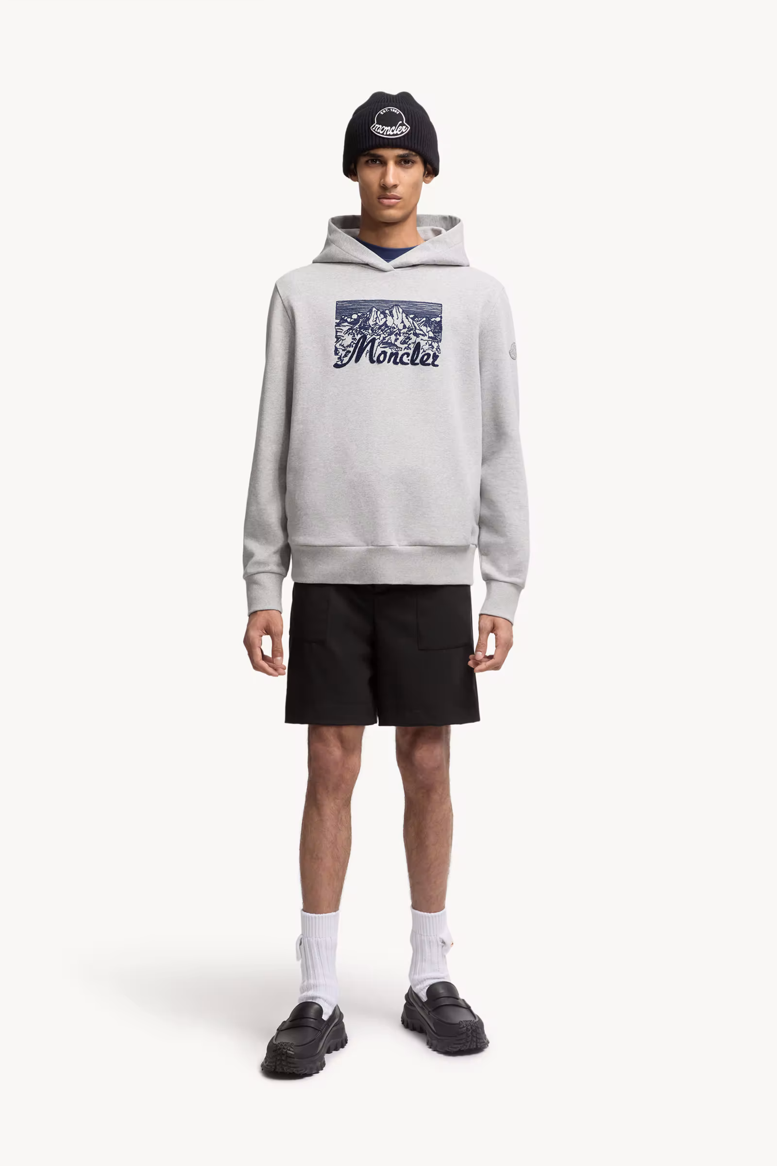 Embroidered Mountain Logo Cotton Hoodie