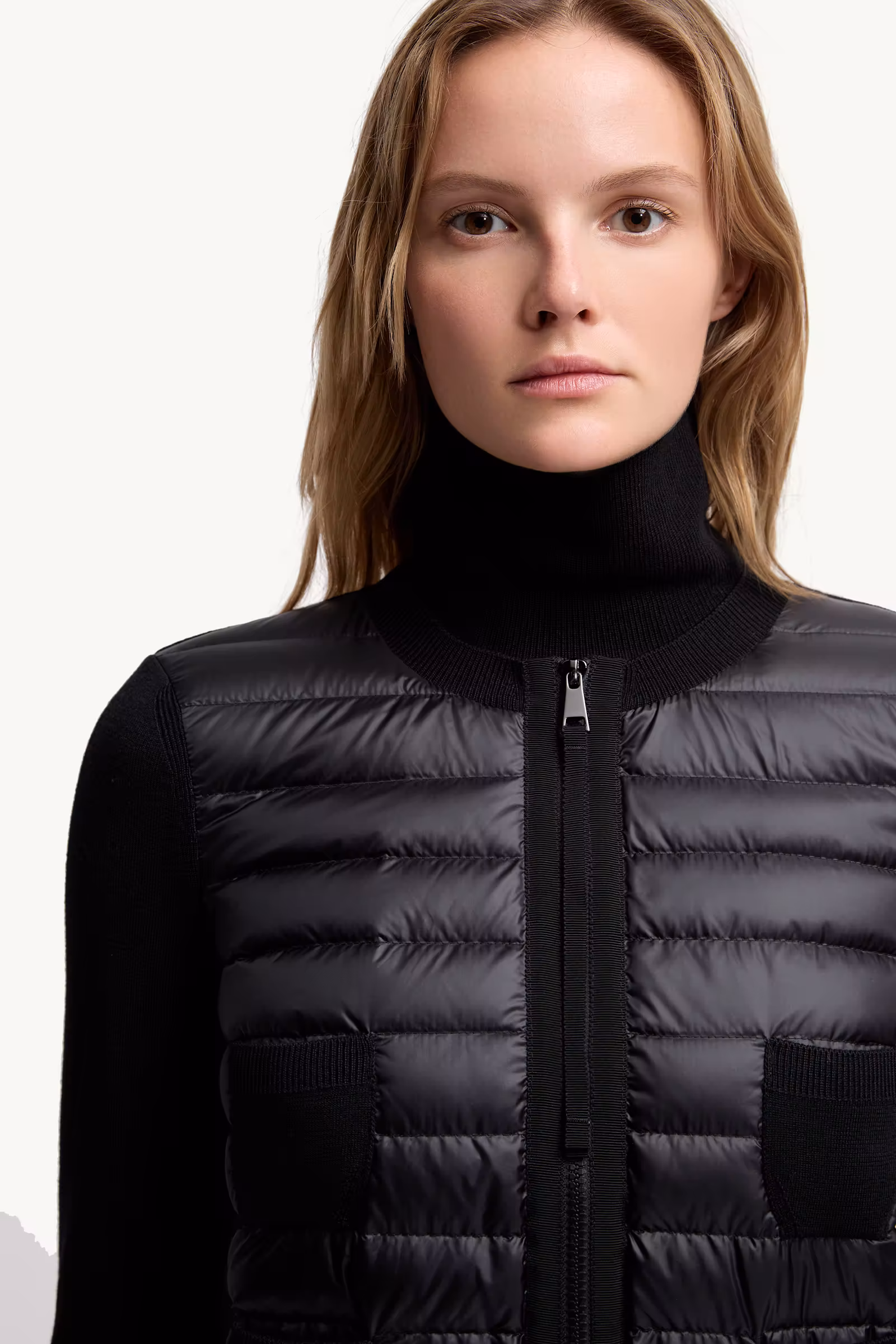 Padded Wool Zip-Up Cardigan