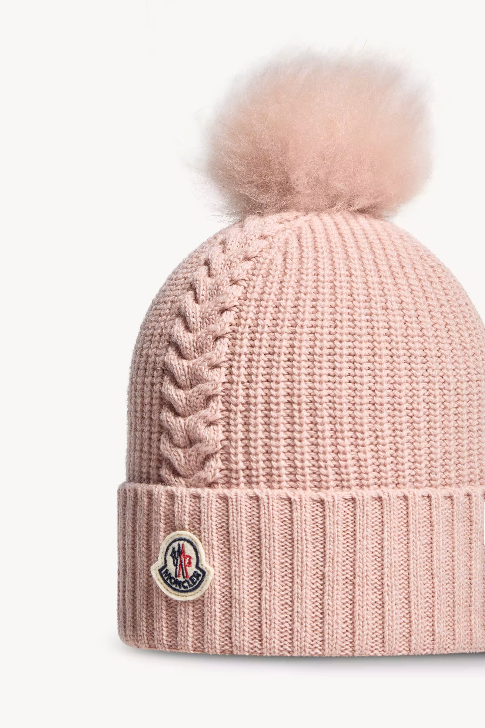 Wool Beanie with Shearling Pom Pom