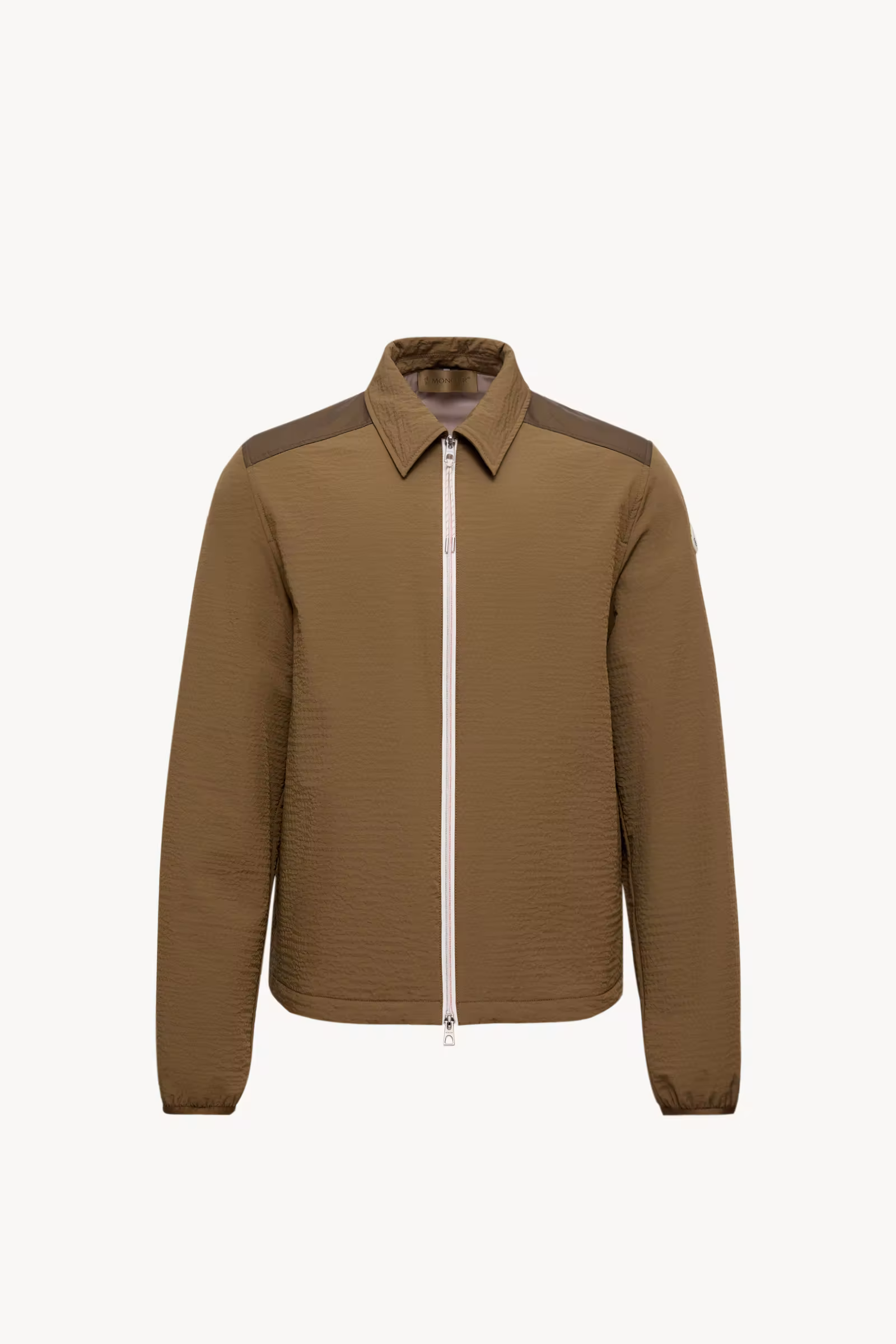 Padded Seersucker Zip-Up Shirt