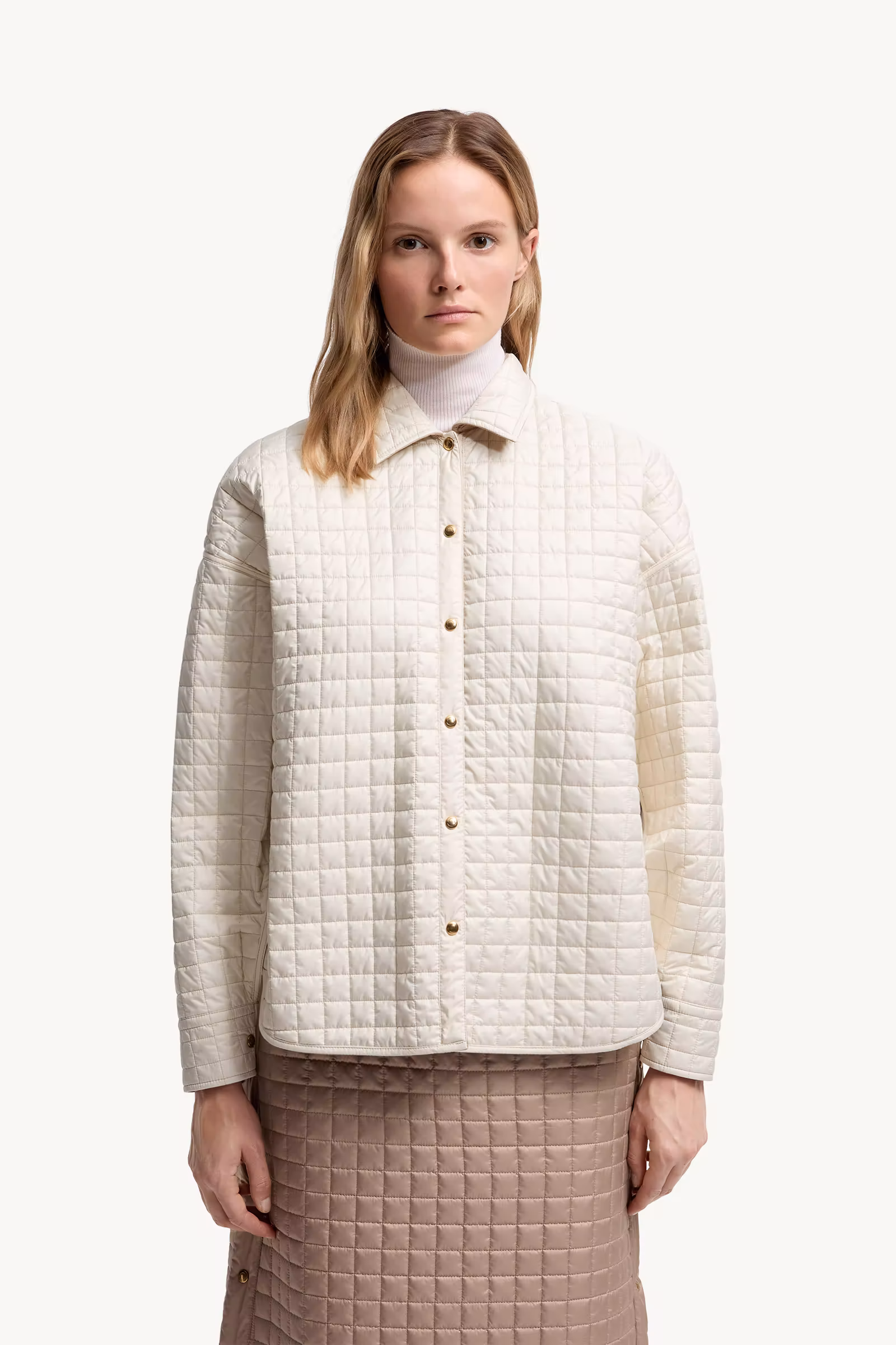 Square-Quilted Reversible Padded Shirt