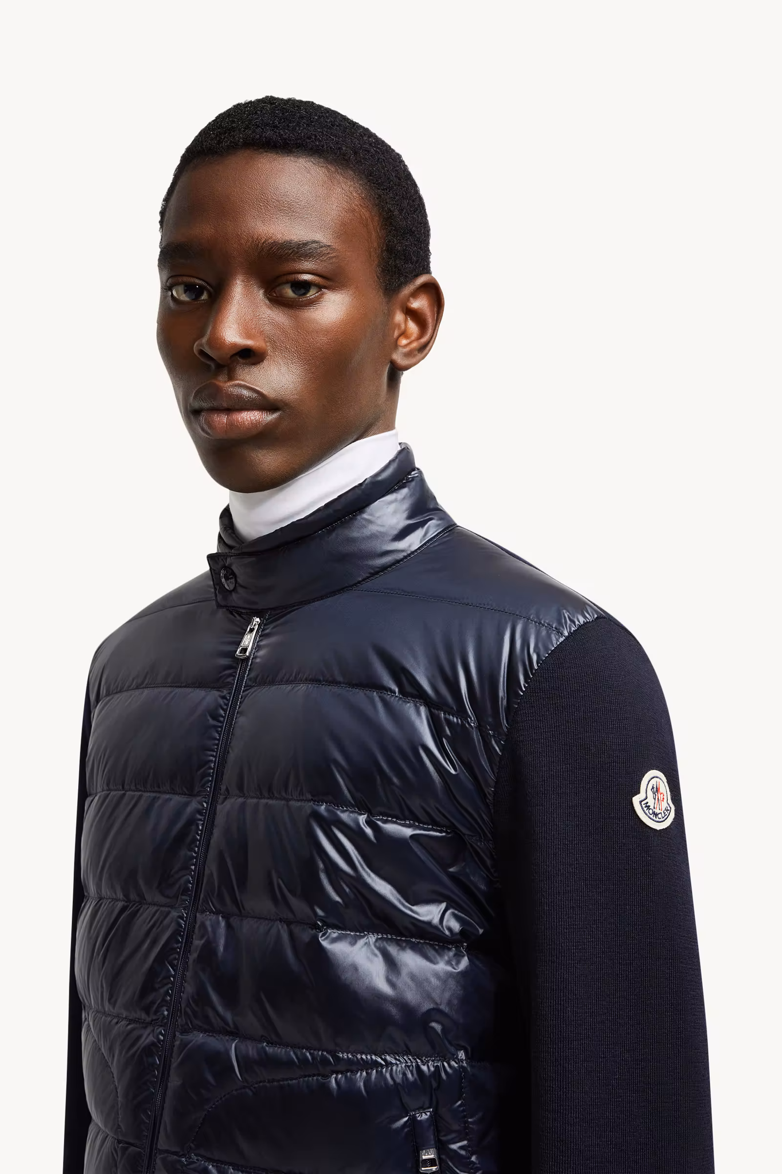 Padded Wool Zip-Up Cardigan