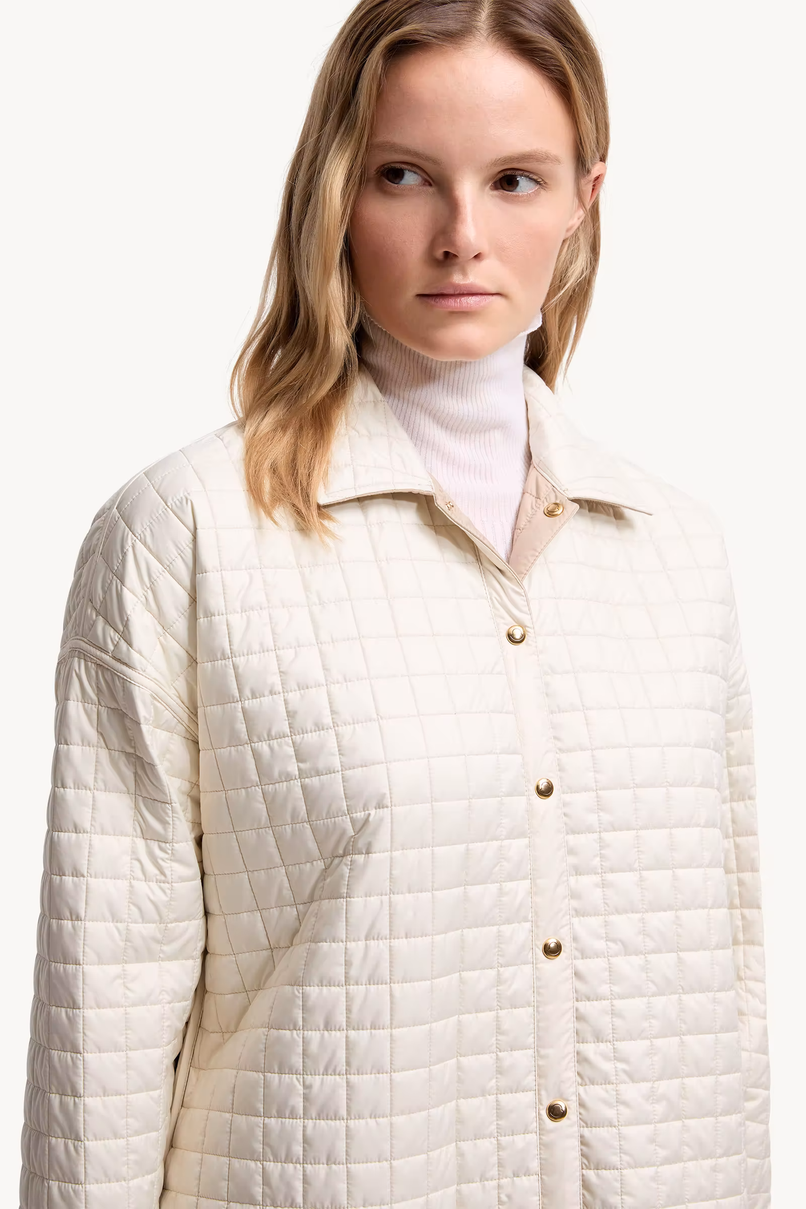 Square-Quilted Reversible Padded Shirt