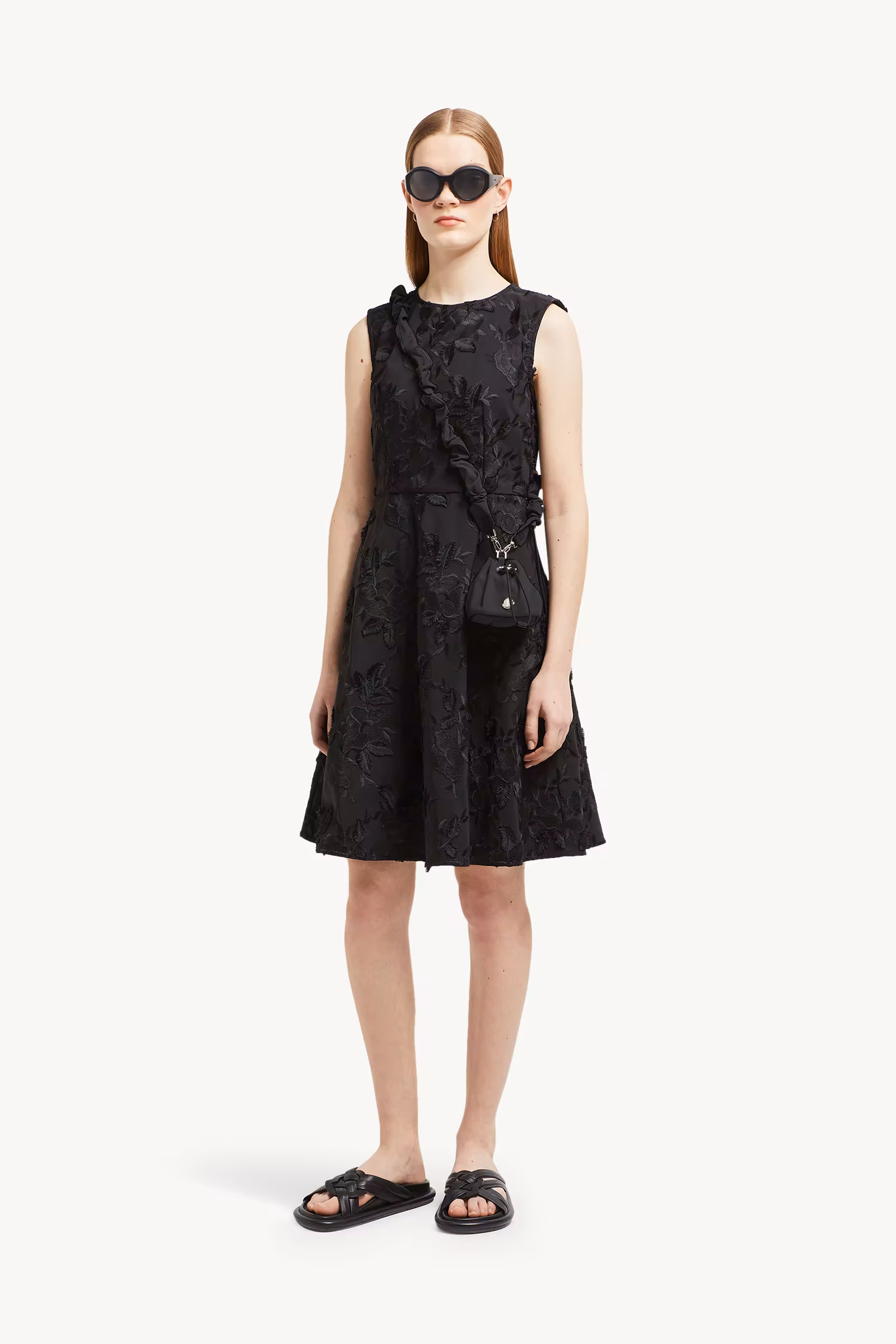 Textured Floral Gabardine Dress