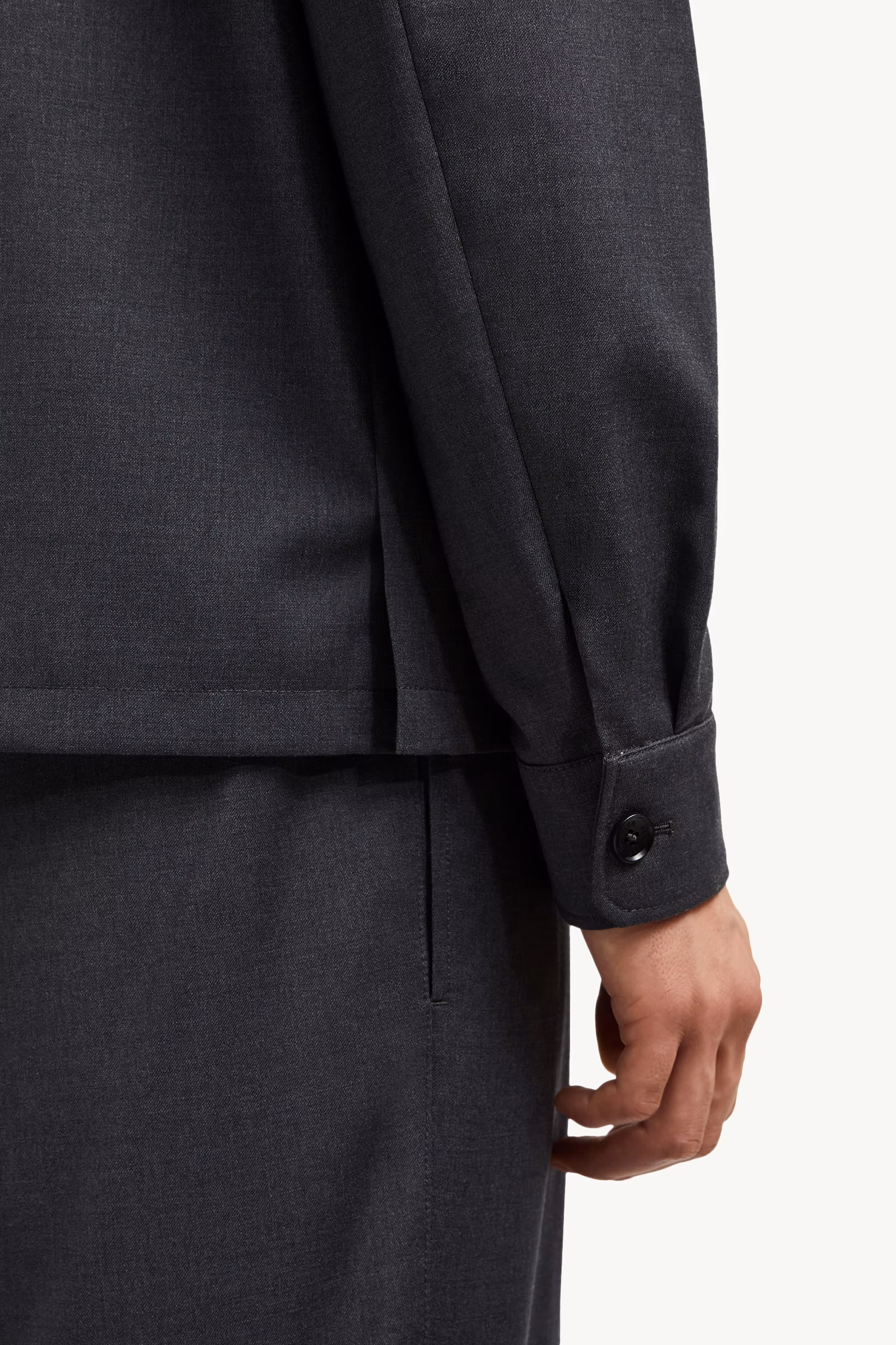 Wool Gabardine Long Sleeve Shirt