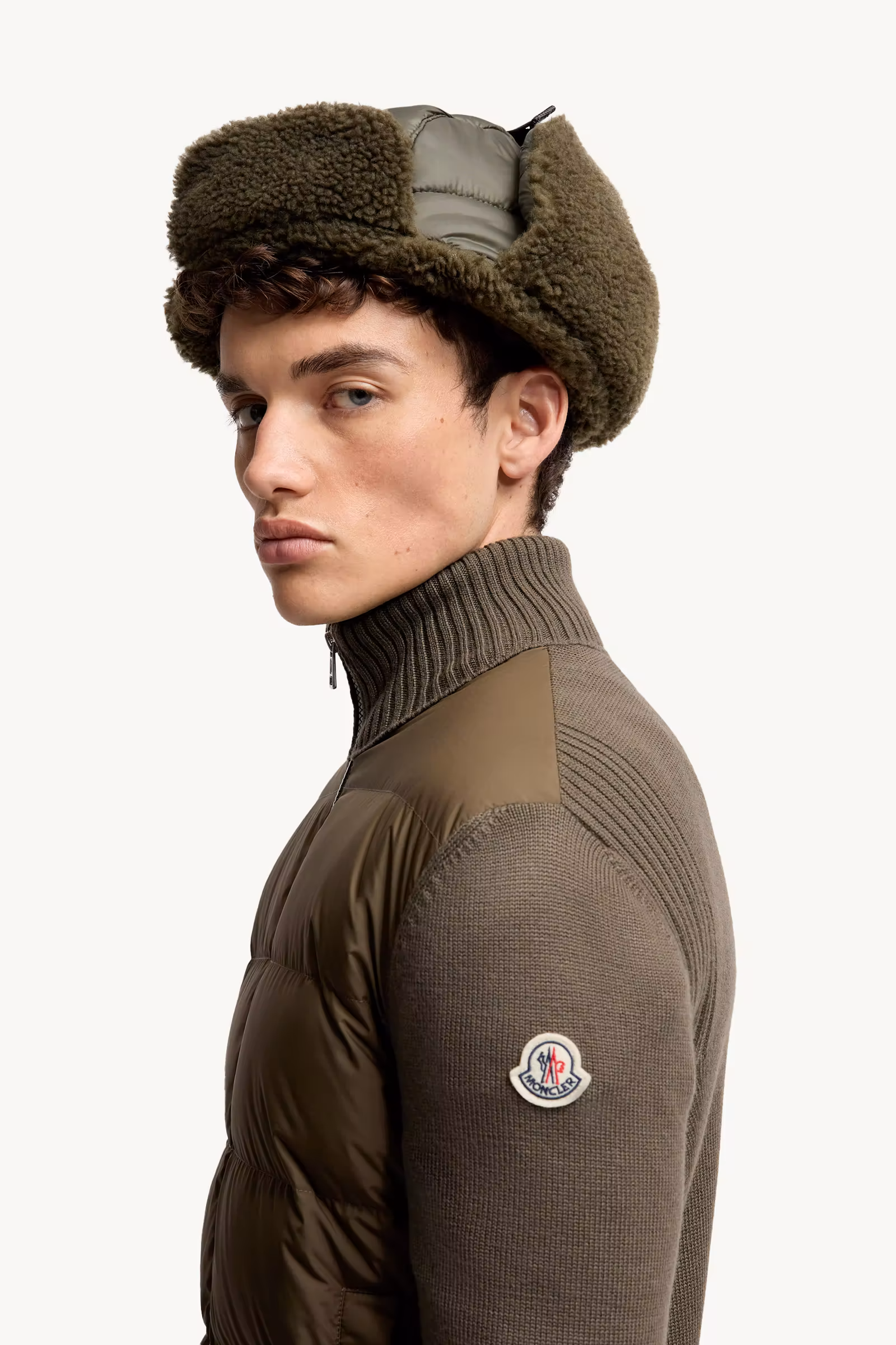 Padded Wool Zip-Up Cardigan