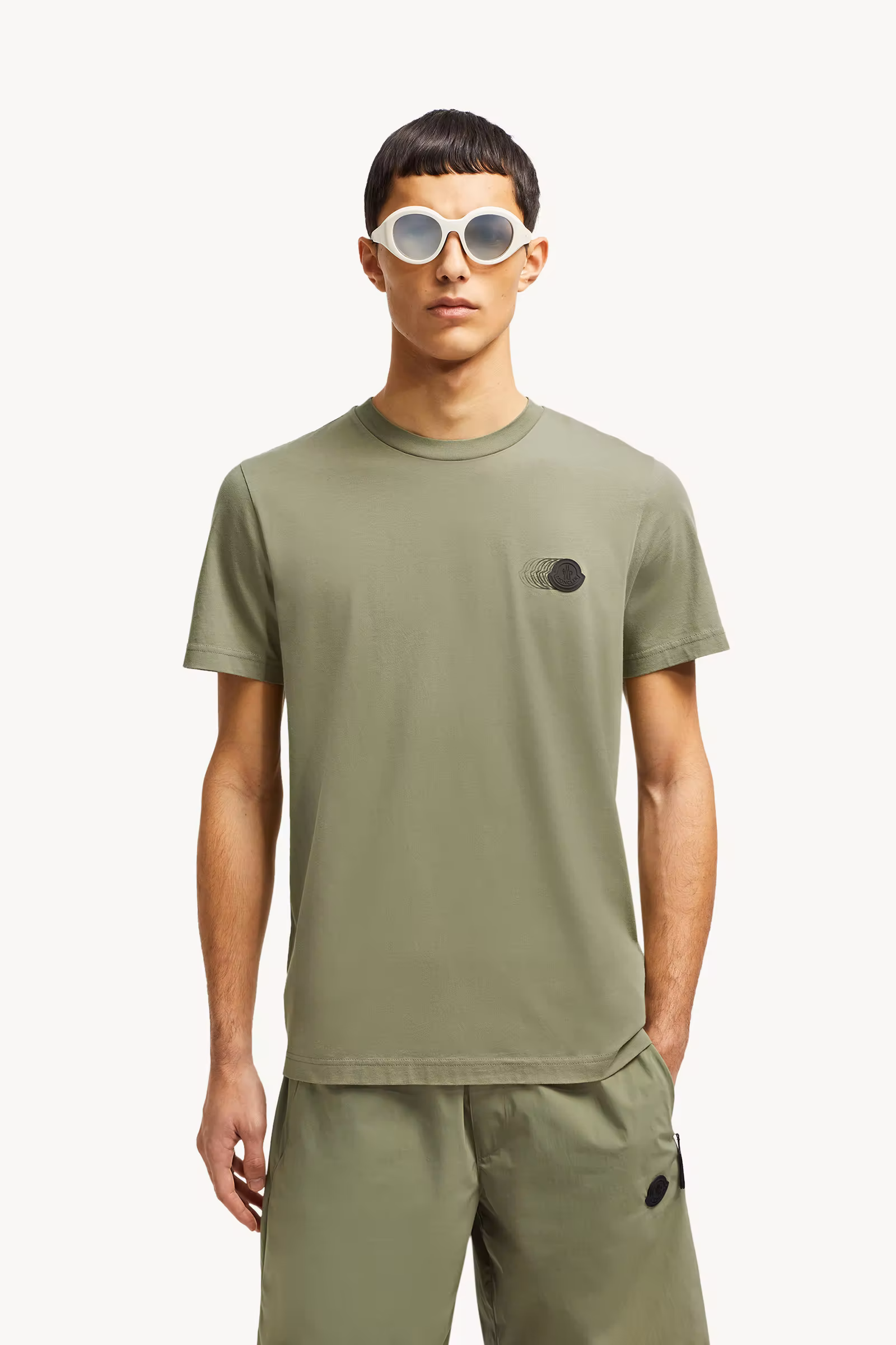 Faded Logo Motif Cotton T-Shirt