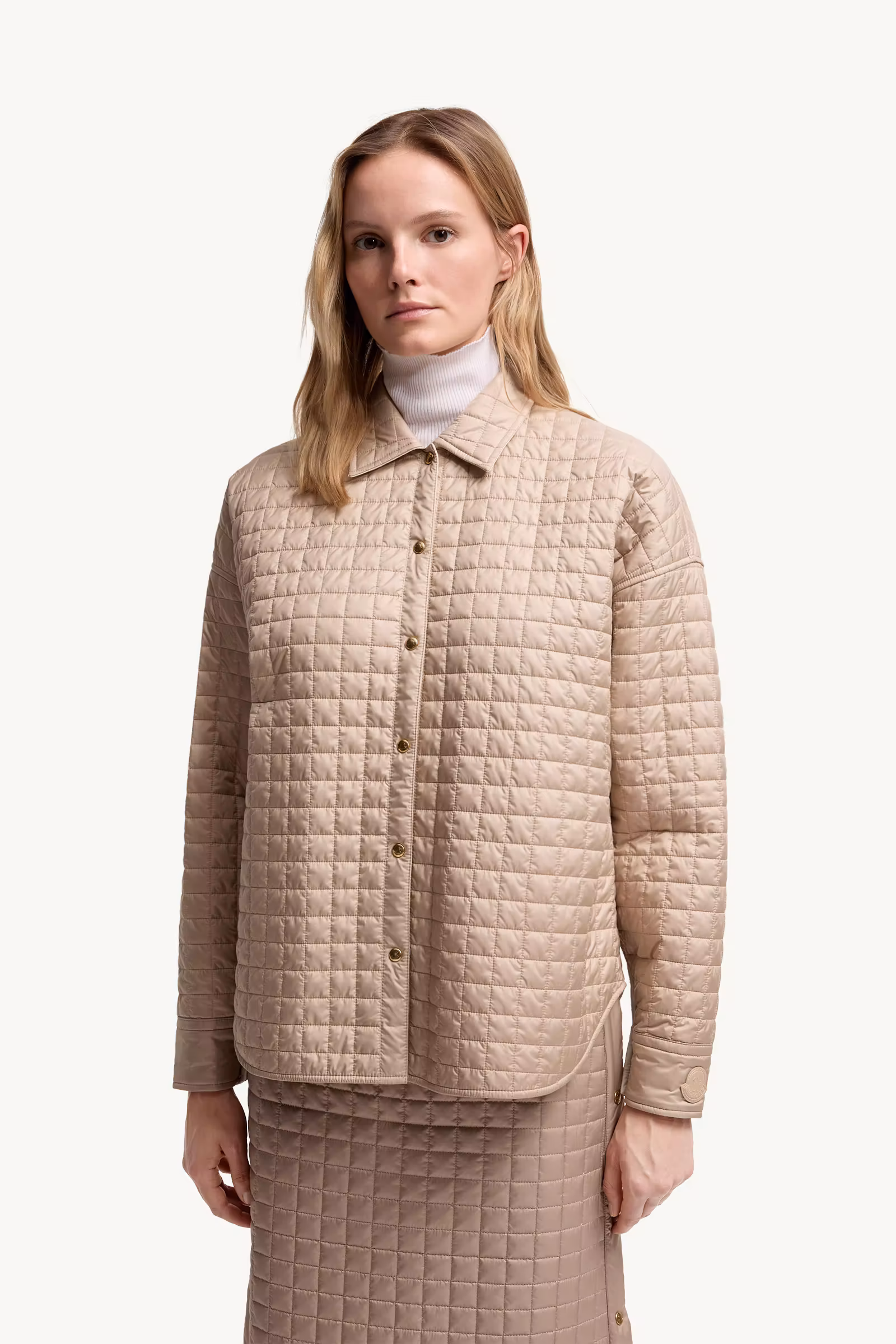 Square-Quilted Reversible Padded Shirt