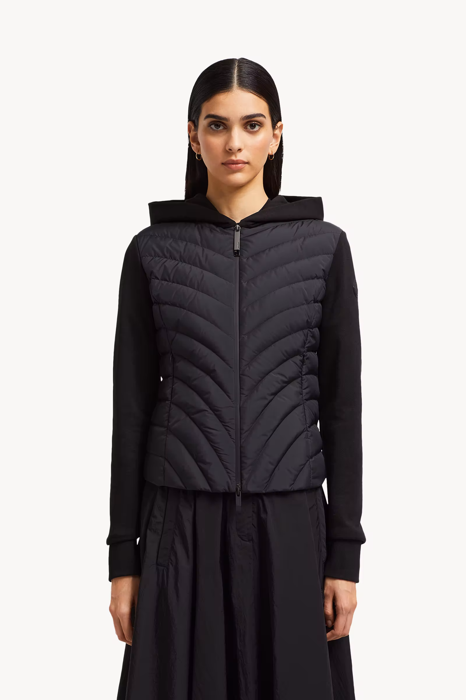 Padded Diagonal-Quilted Cotton Zip-Up Hoodie