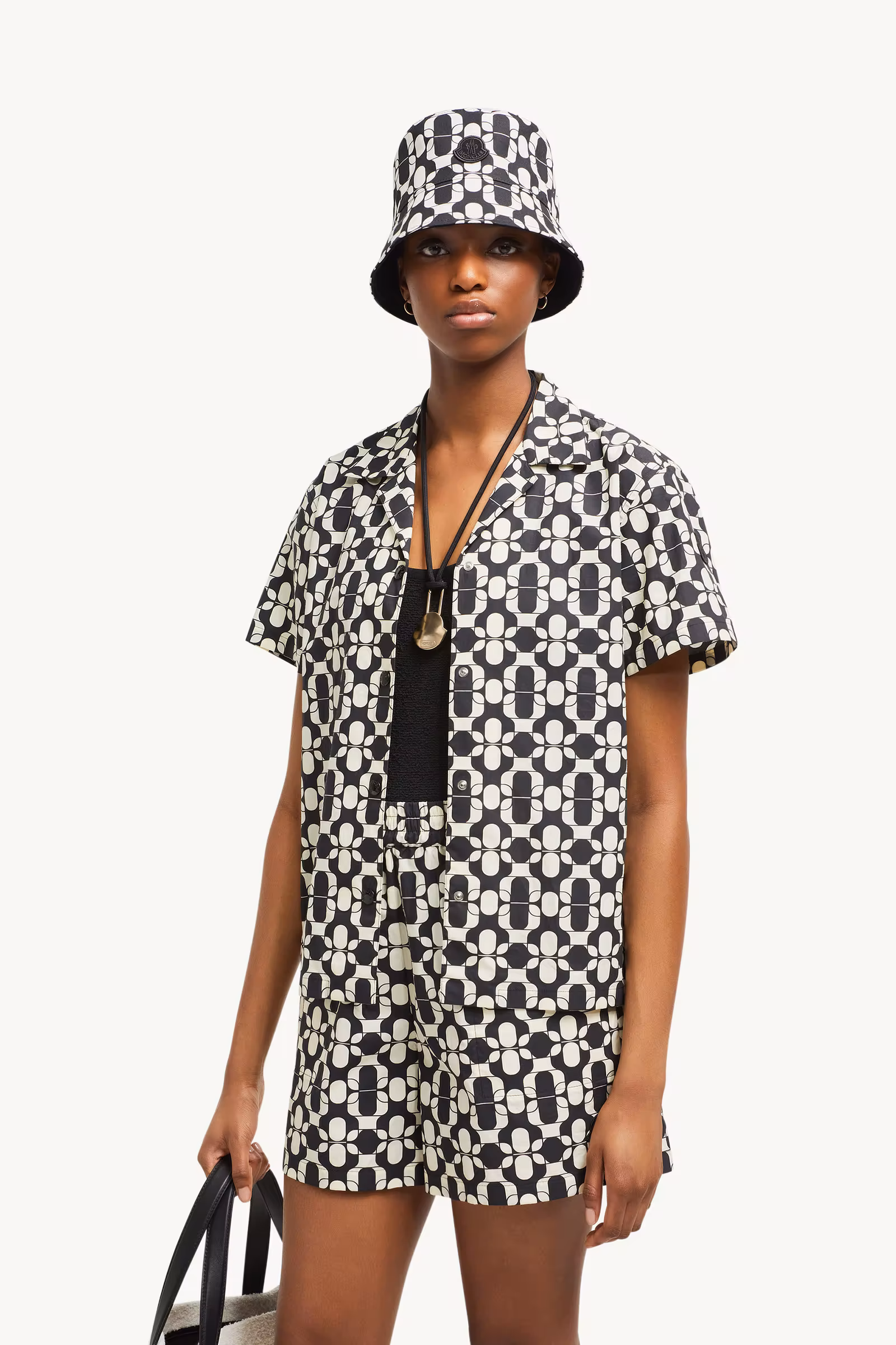 Geometric Print Cotton Short Sleeve Shirt