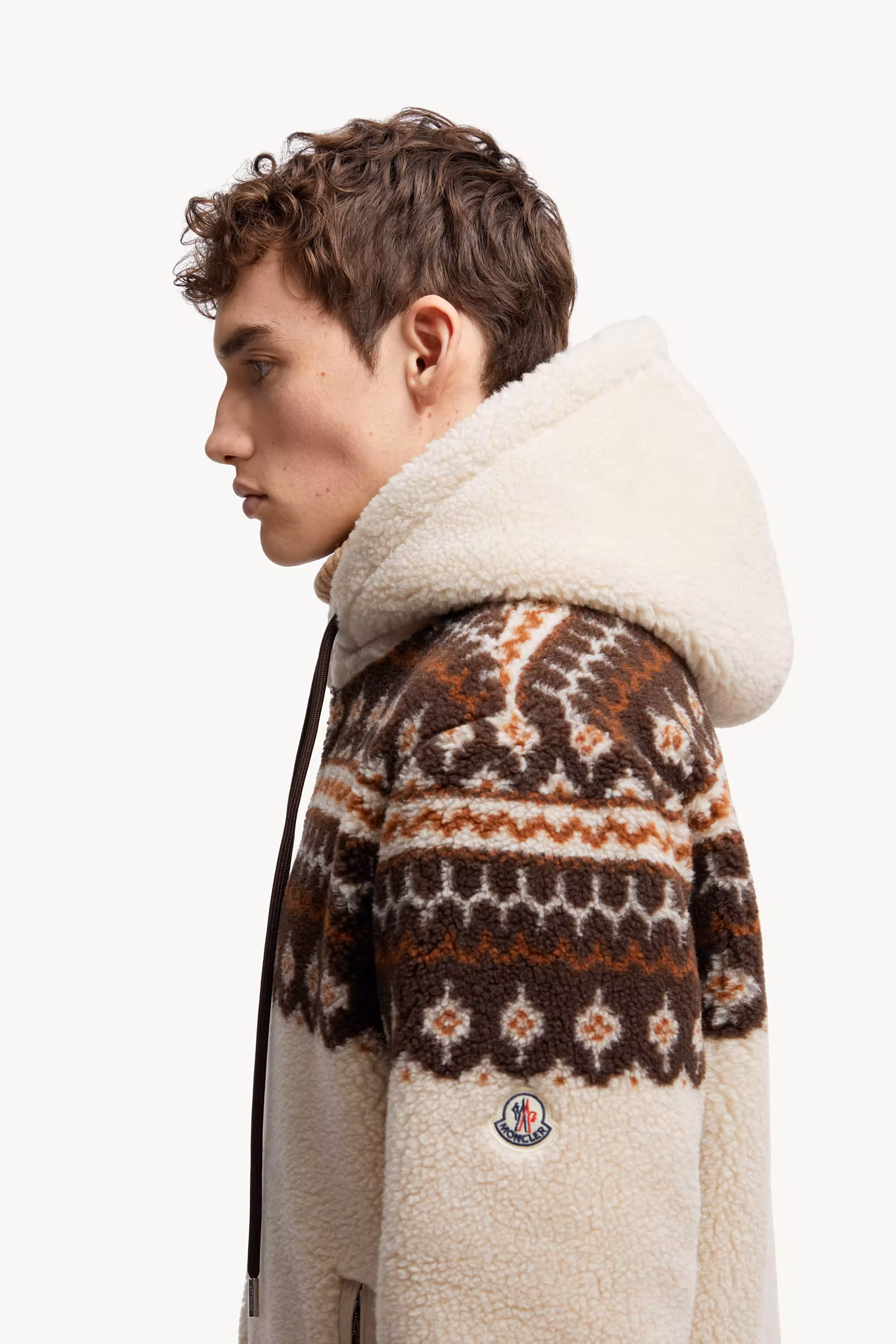 Geometric Jacquard Wool Blend Hoodie