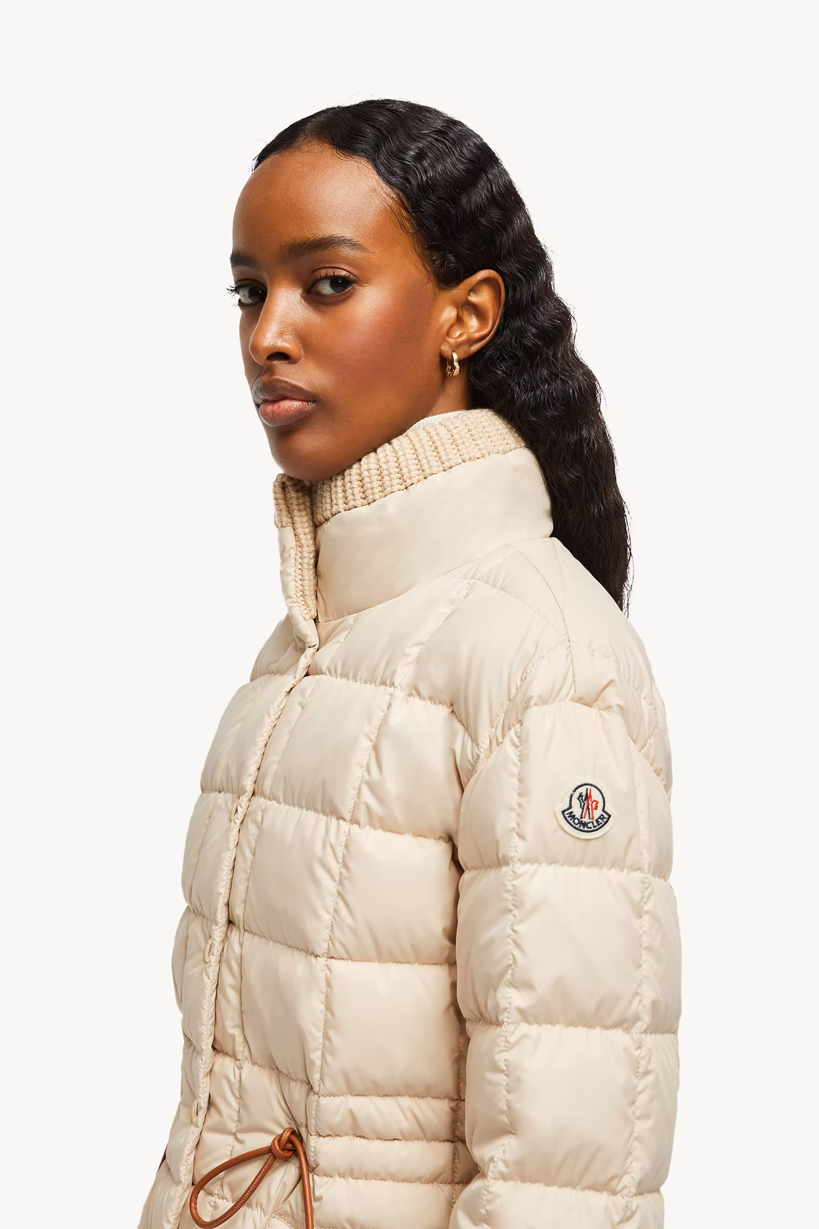 Antigone Leather-Trimmed Short Down Jacket