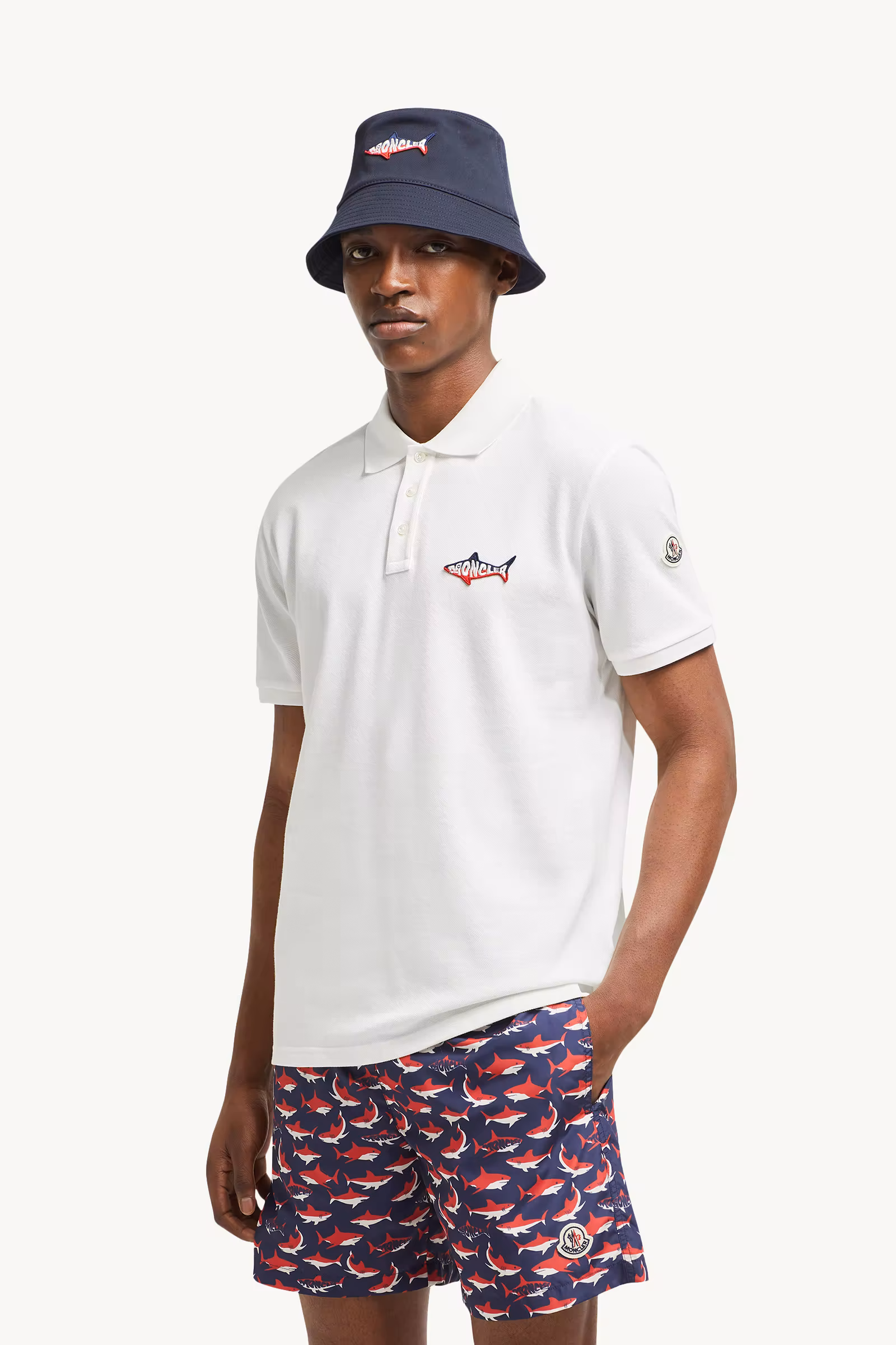 Shark Patch Cotton Piquet Polo Shirt